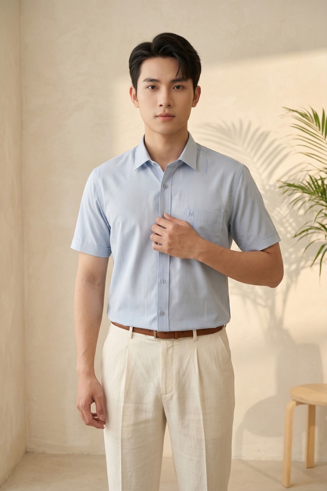  Áo sơ mi tay ngắn Khatoco Sale  374k ( giá tem 468k) size S 