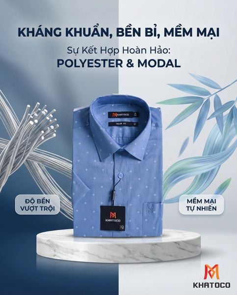  Áo sơ mi tay ngắn Khatoco (M-3XL) 
