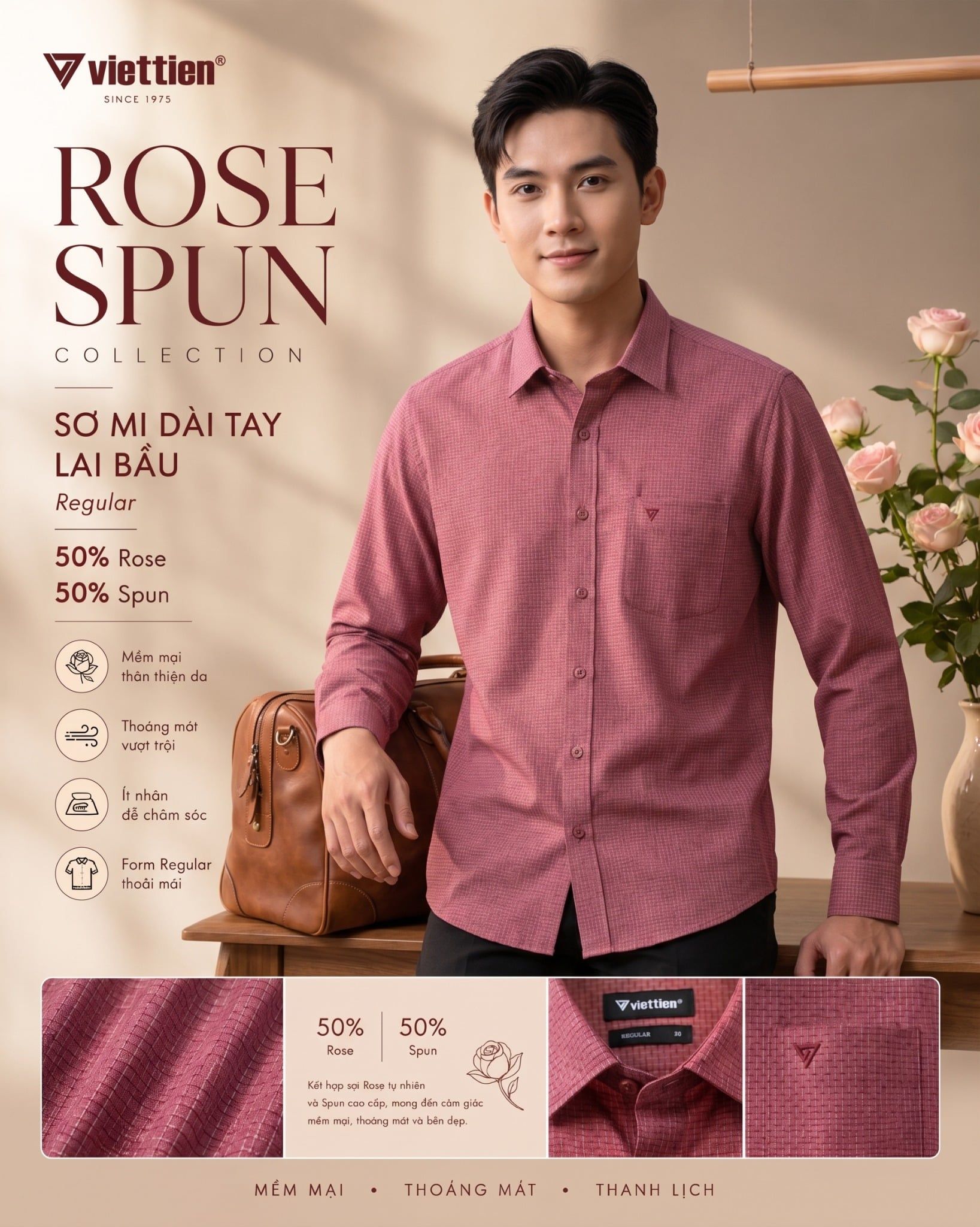  Áo sơ mi tay dài Việt Tiến (37-44) 