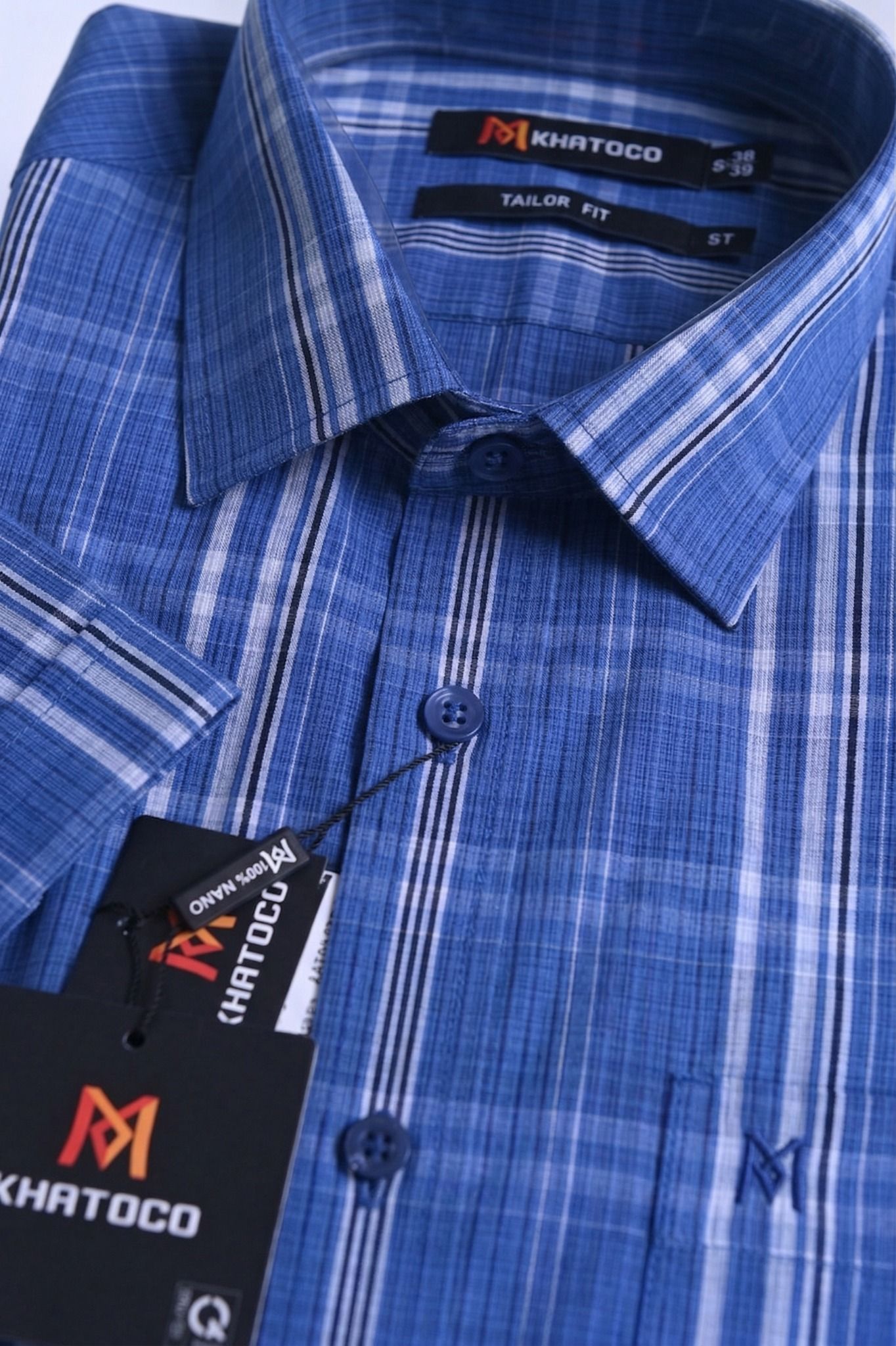  Áo sơ mi tay ngắn Khatoco Sale 350k (  giá tem 438k) size S 