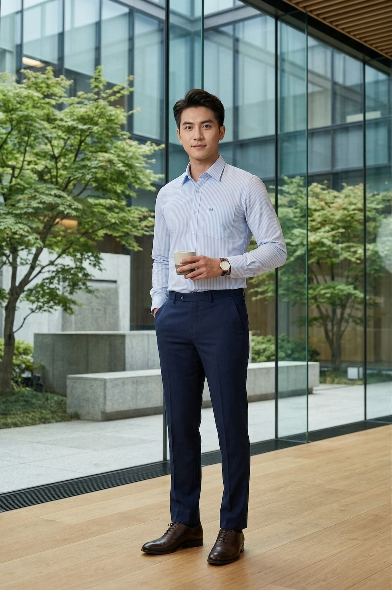  Áo sơ mi nam tay dài Khatoco (M-2XL) 