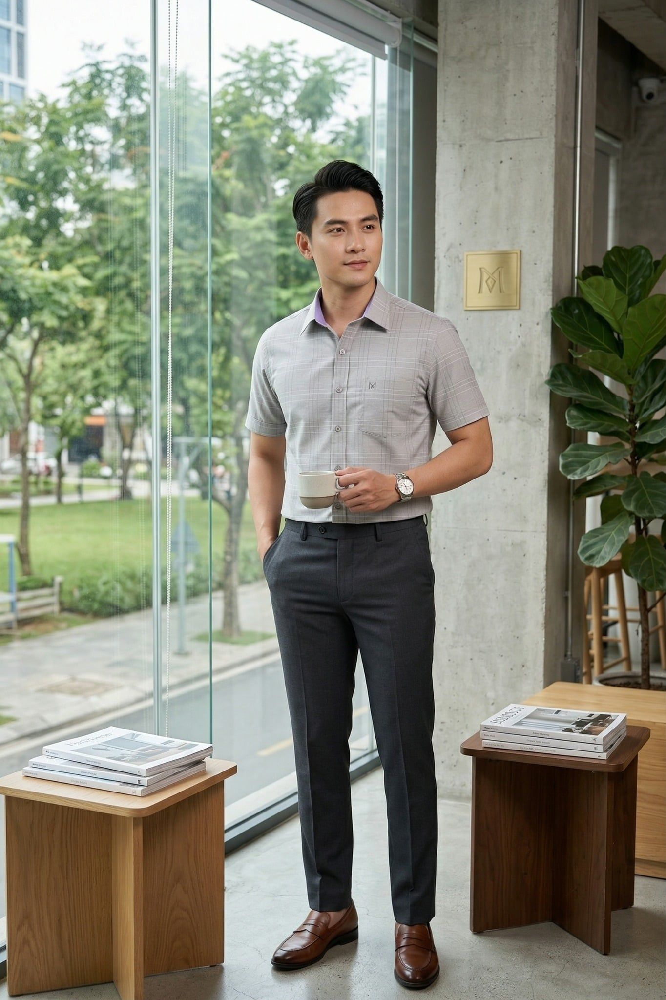 Áo sơ mi tay ngắn Khatoco (M-3XL) 