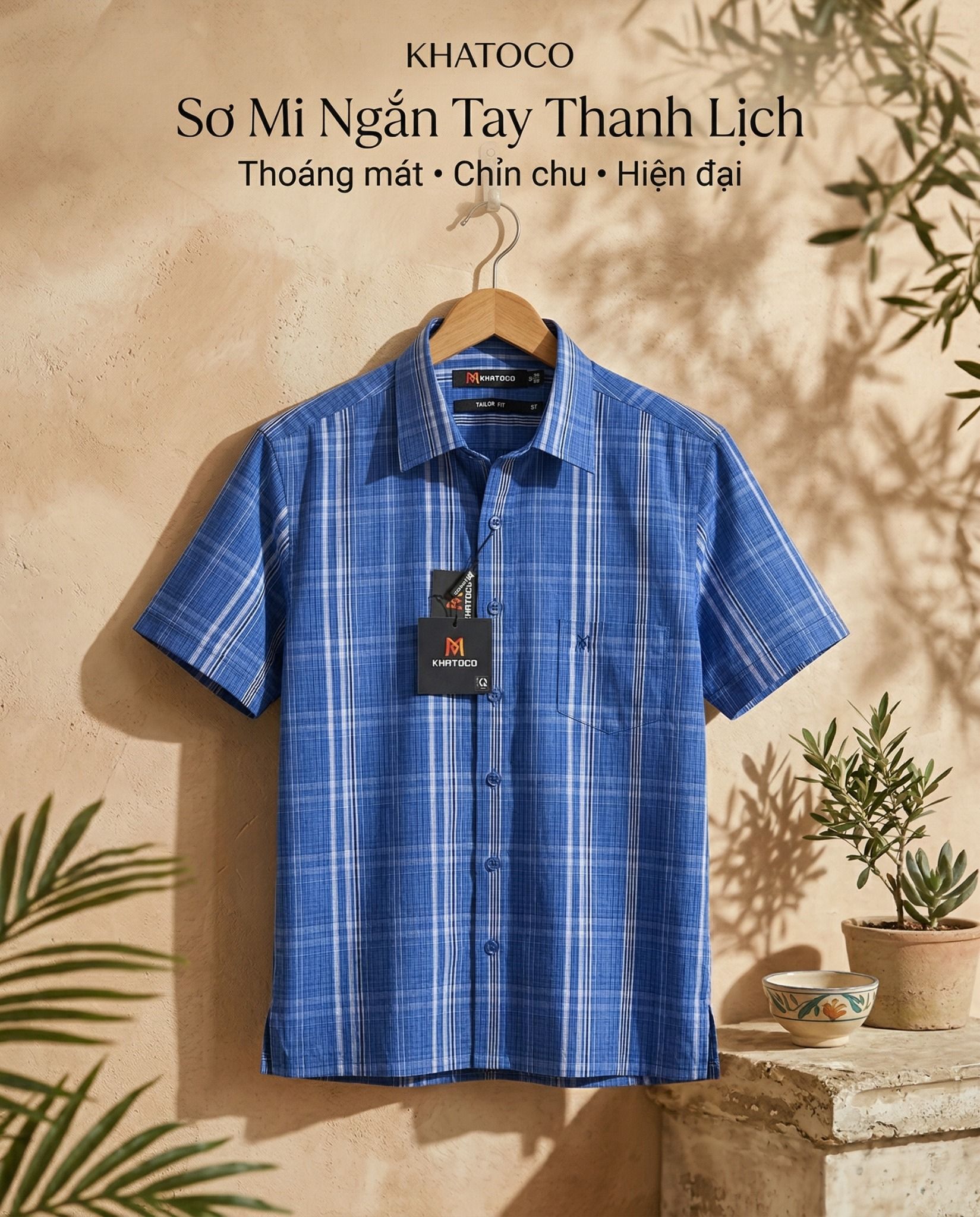  Áo sơ mi tay ngắn Khatoco Sale 350k (  giá tem 438k) size S 