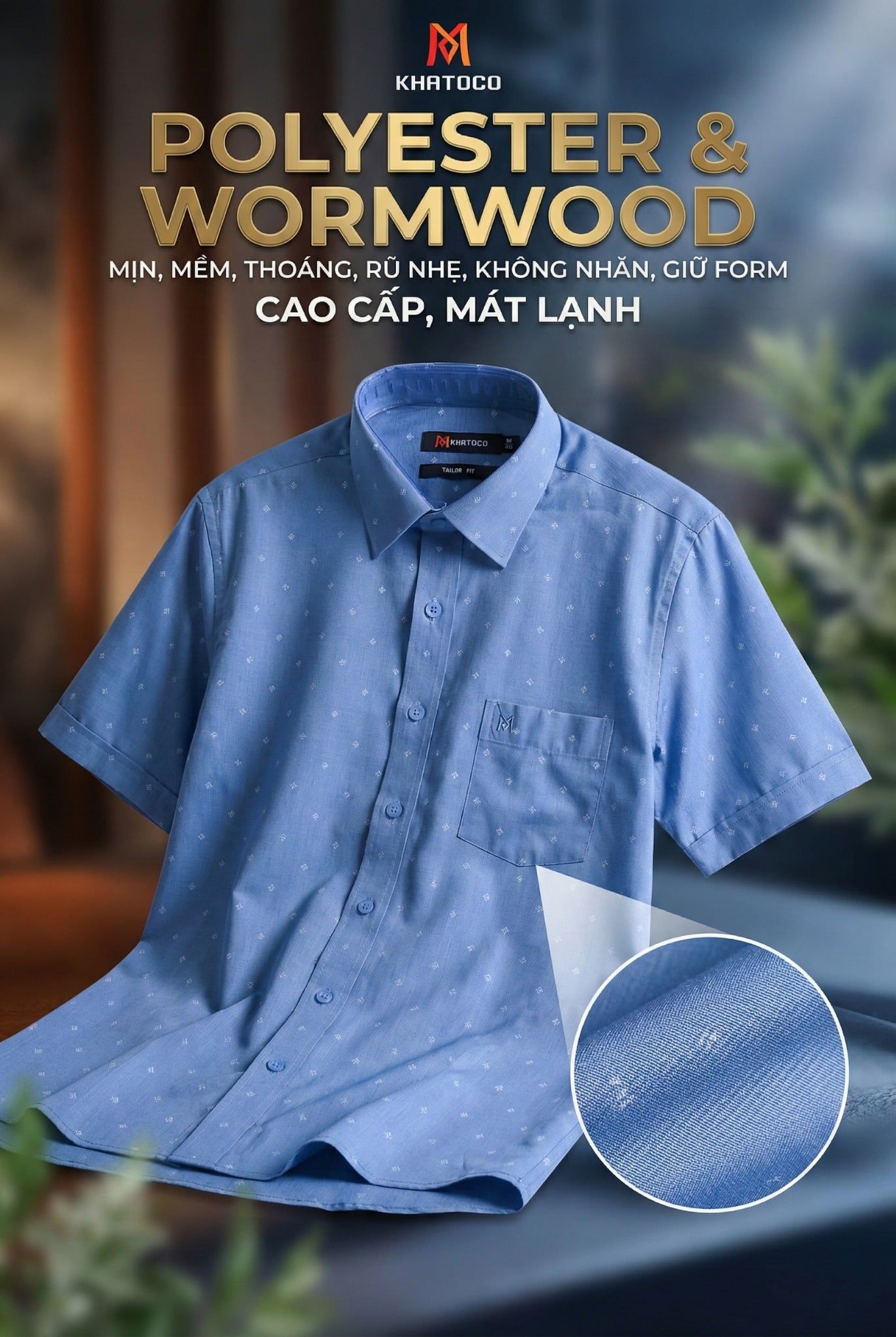  Áo sơ mi tay ngắn Khatoco (M-3XL) 