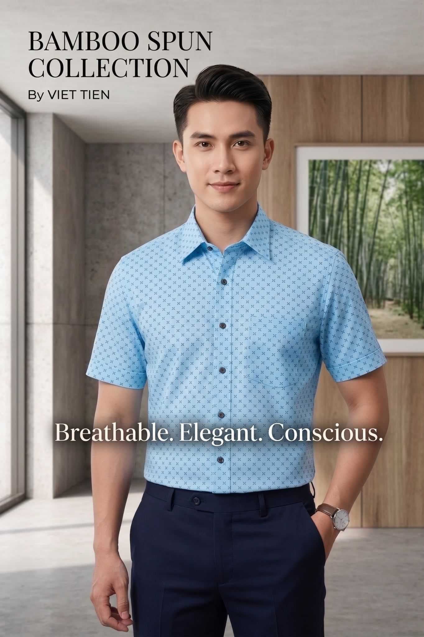  Áo sơ mi tay ngắn Việt Tiến ( M-XL) 