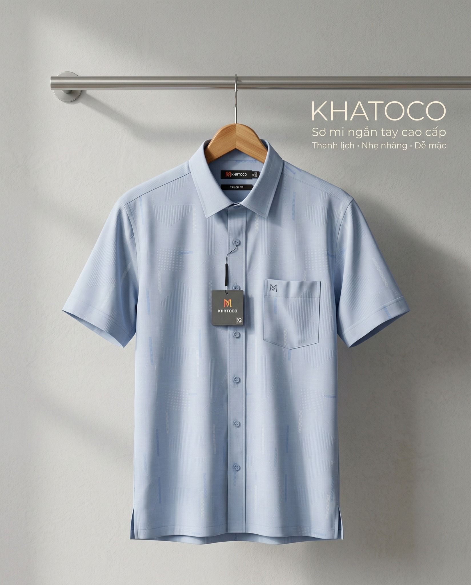  Áo sơ mi tay ngắn Khatoco Sale  374k ( giá tem 468k) size S 