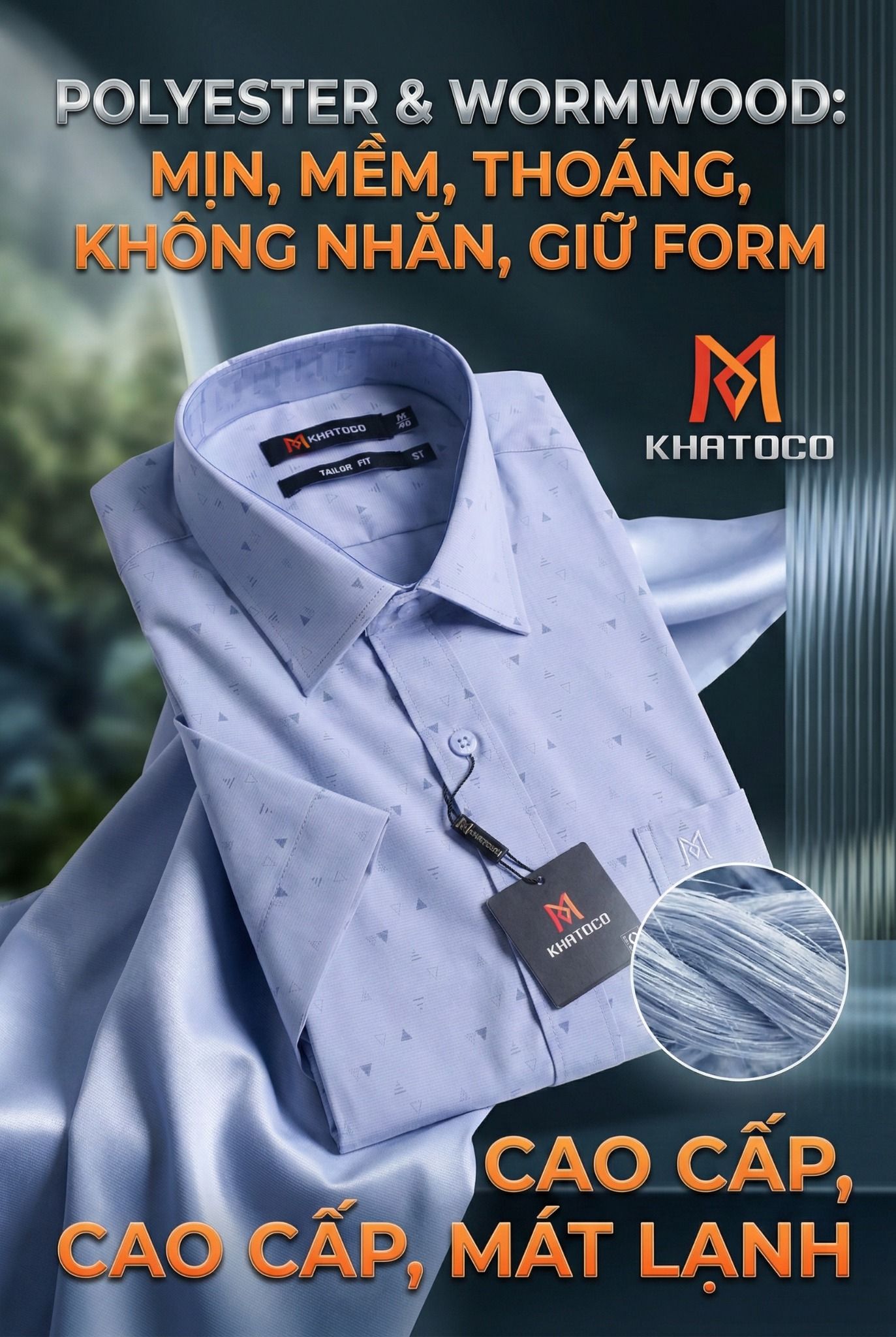  Áo sơ mi tay ngắn Khatoco (M-3XL) 