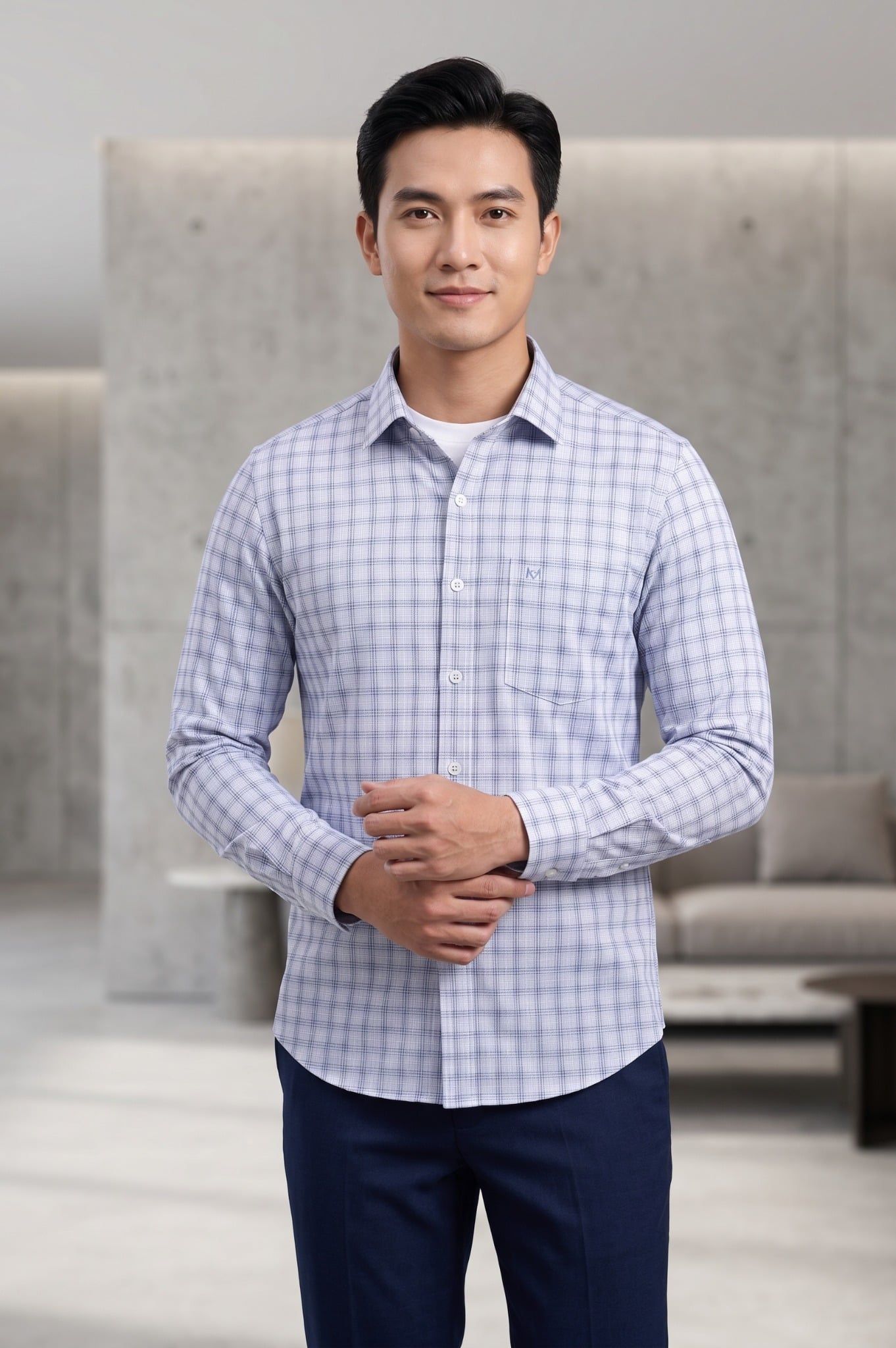  Áo sơ mi Khatoco tay dài (M-3XL) 