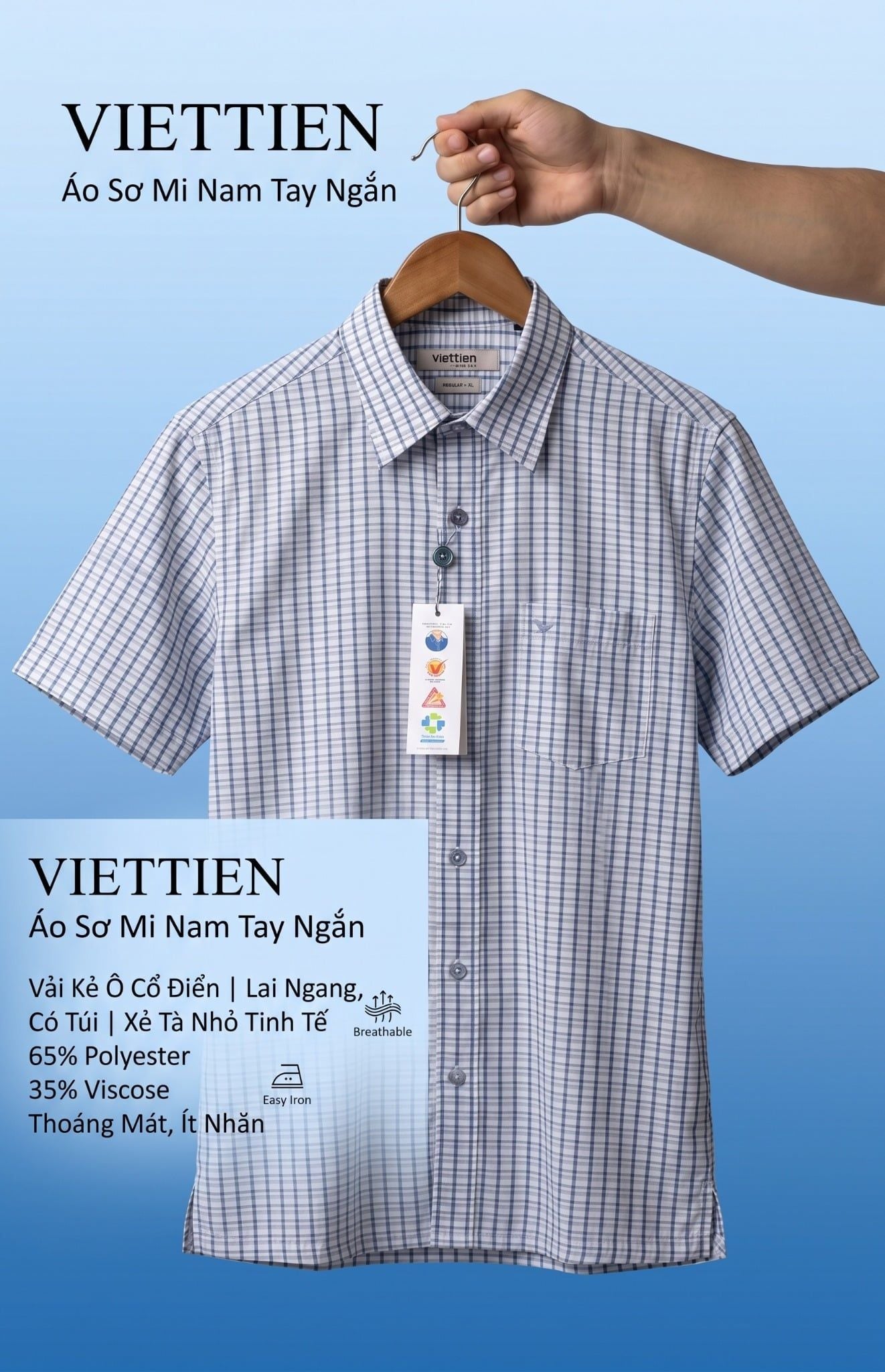  Áo Việt Tiến tay ngắn (M-2XL) 
