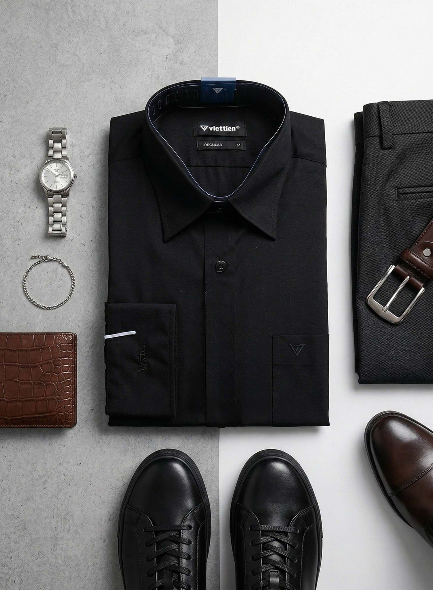  Áo sơ mi Việt Tiến tay dài (37-44) 