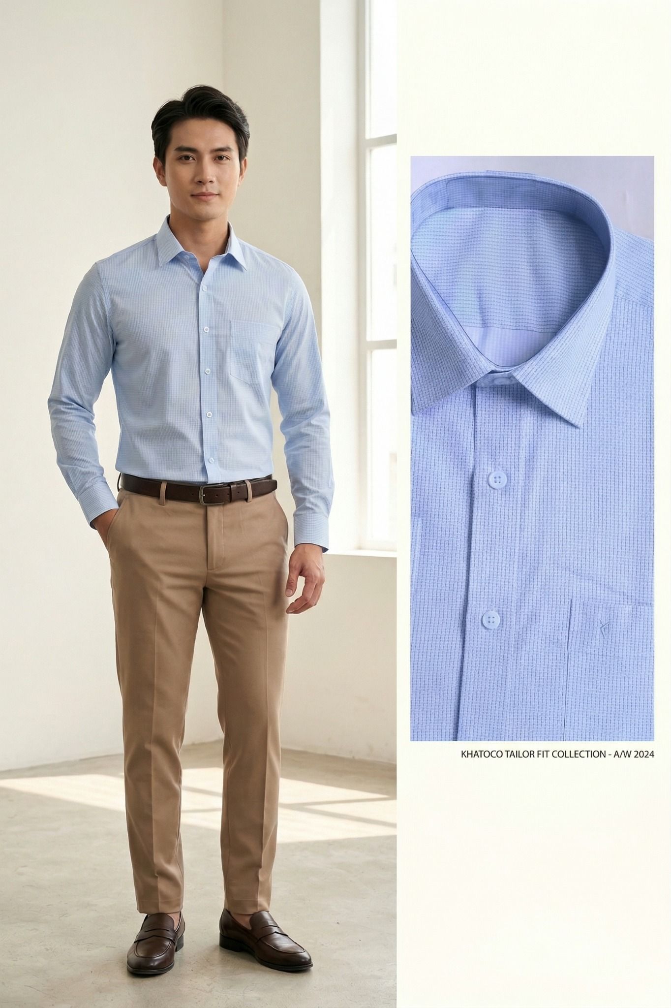  Áo sơ mi nam tay dài Khatoco (M-2XL) 