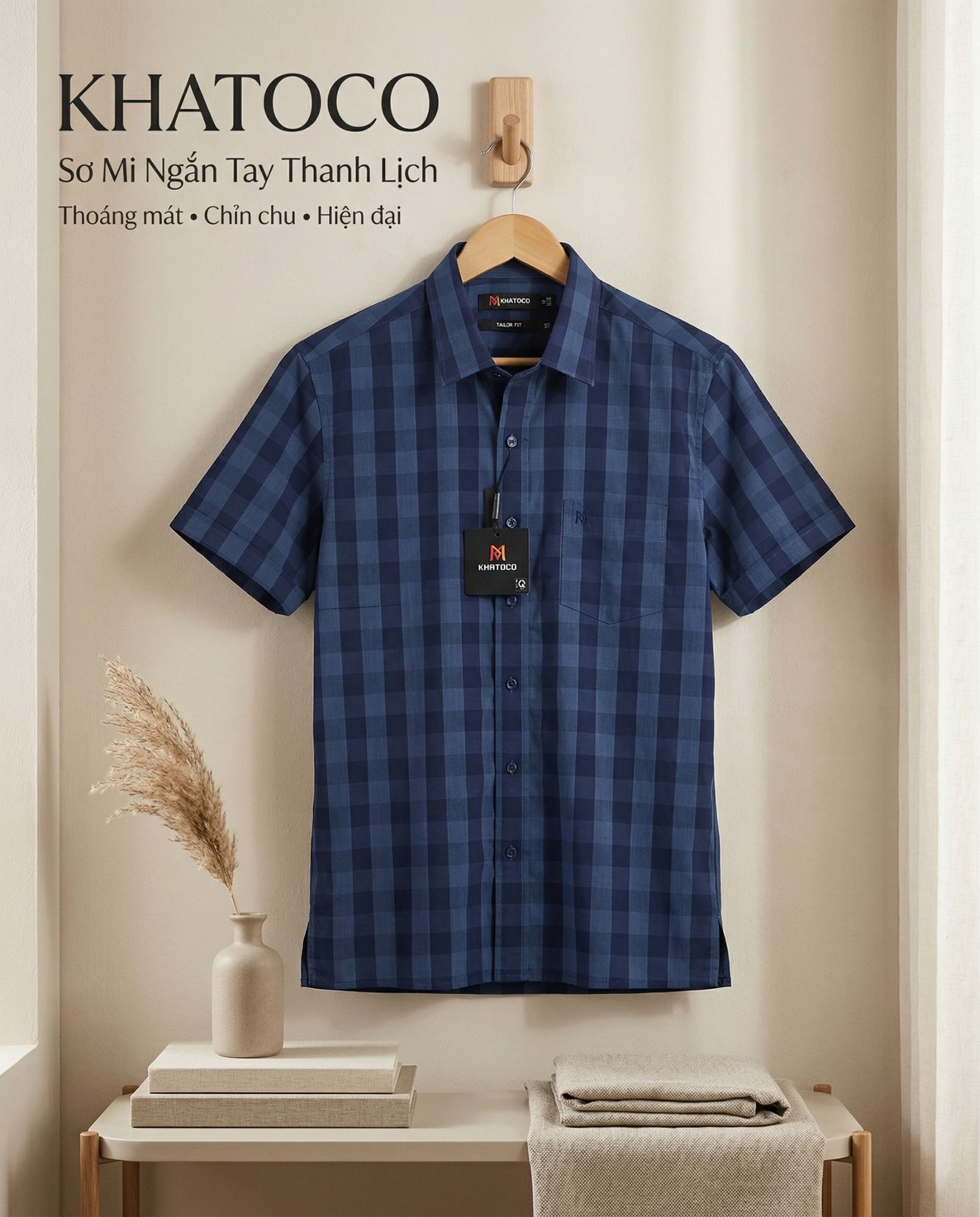  Áo sơ mi tay ngắn Khatoco Sale 350K ( giá tem 438k) 
