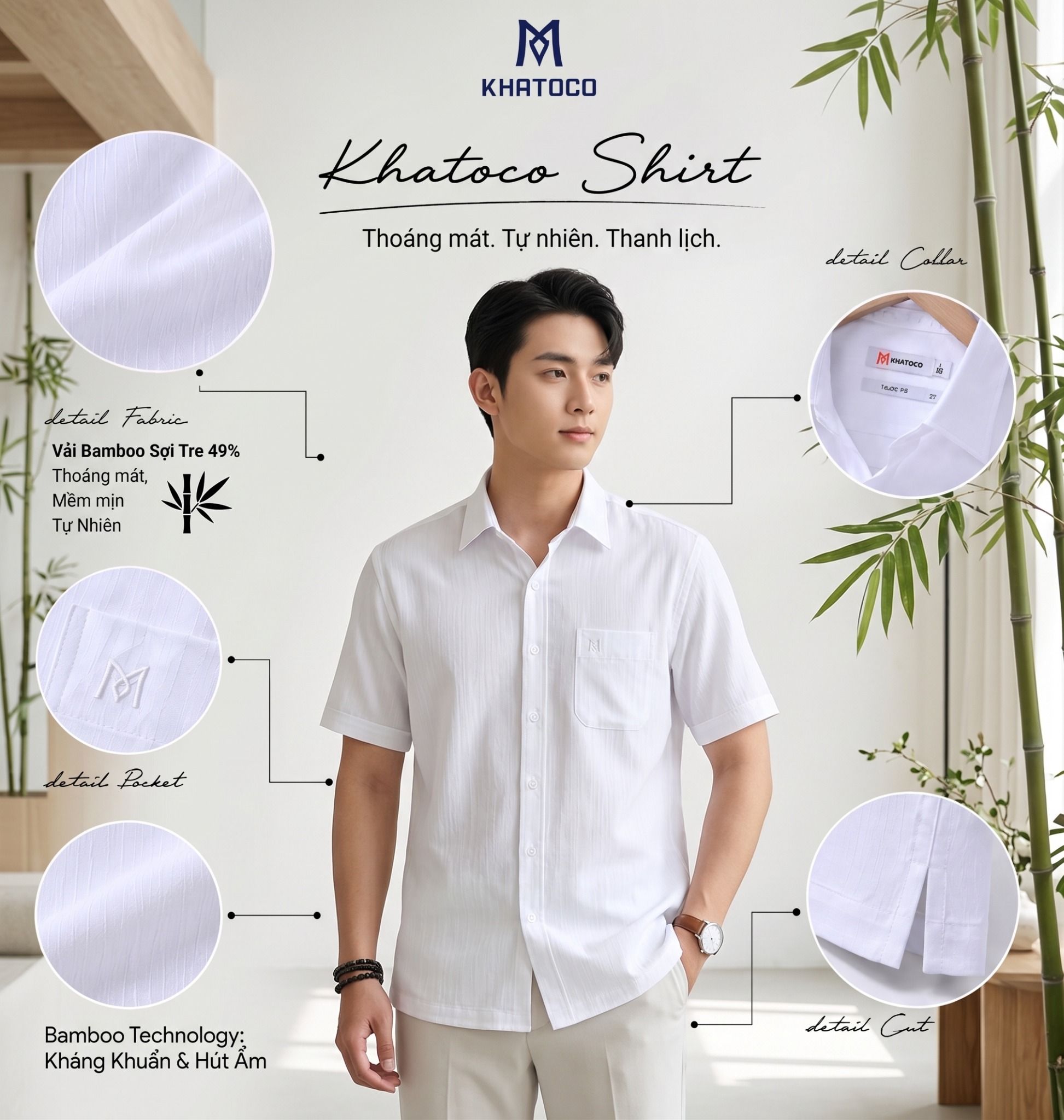  Áo sơ mi Khatoco tay ngắn (L,XL) 