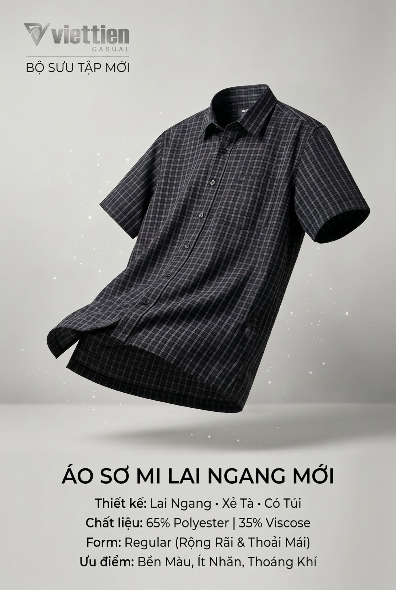  Áo sơ mi tay ngắn Việt Tiến (M-XL) 