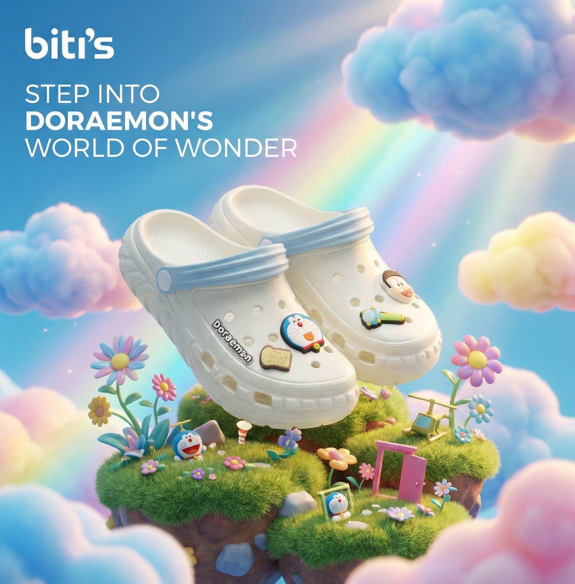  Sandal Biti's Doraemon Trẻ Em Màu Trắng BEB007222TRG (size 24-29) 