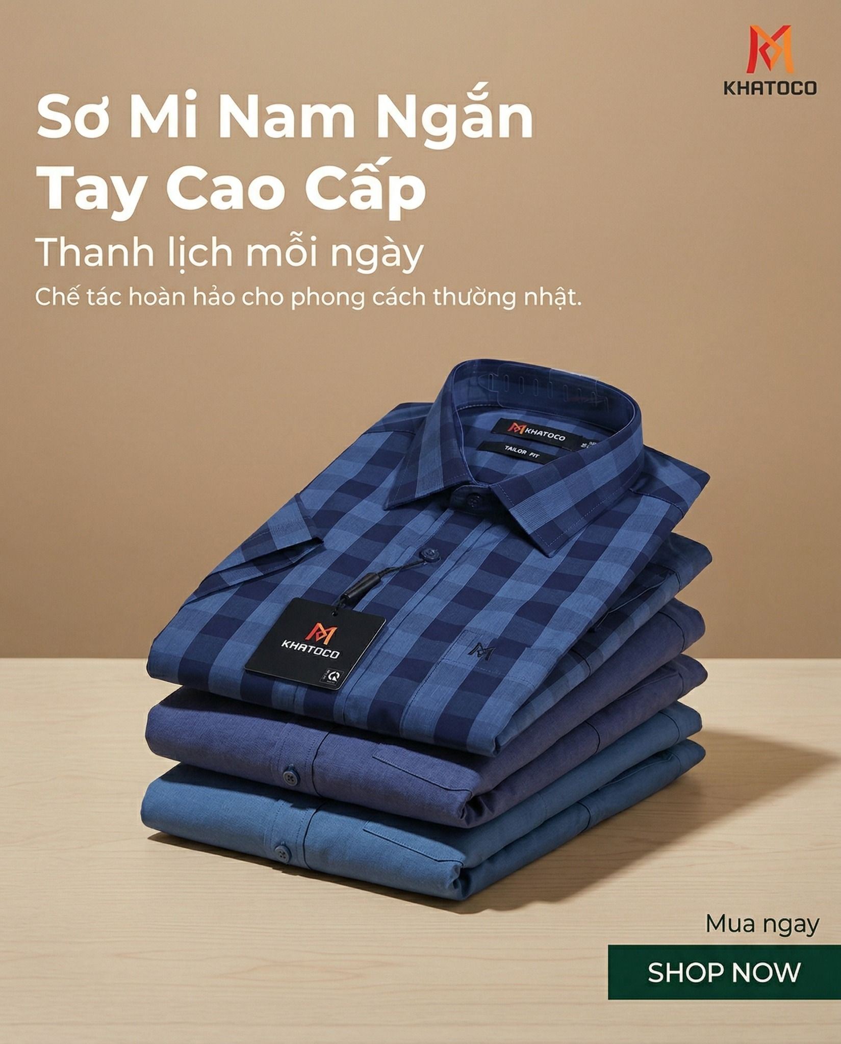  Áo sơ mi tay ngắn Khatoco Sale 350K ( giá tem 438k) 