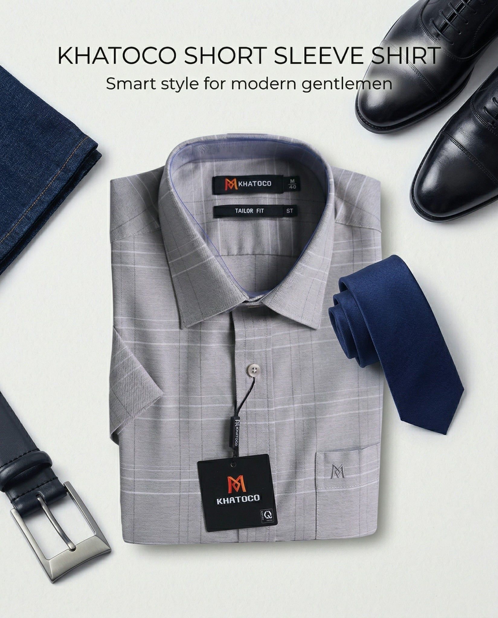  Áo sơ mi tay ngắn Khatoco (M-3XL) 