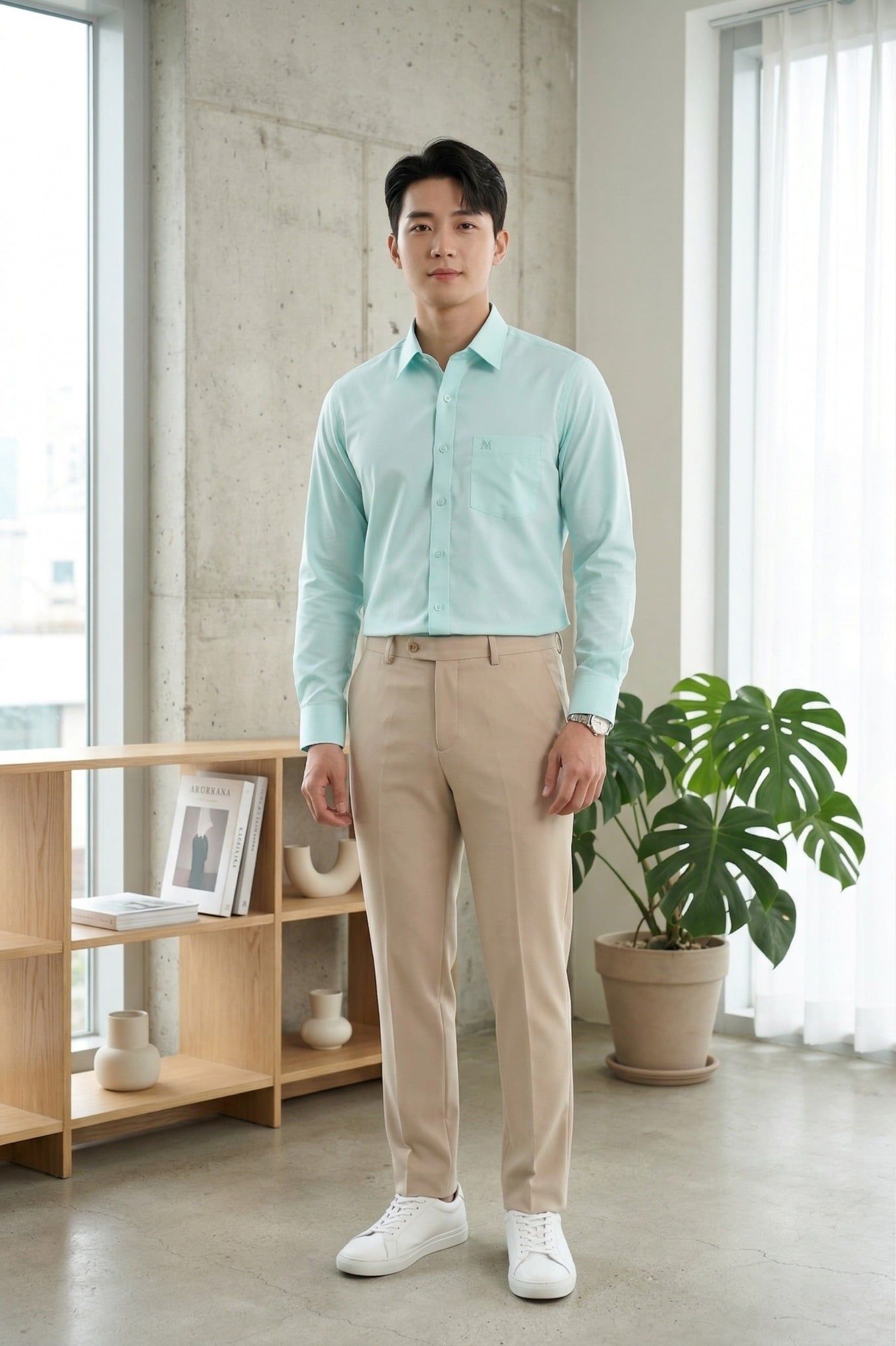  Áo sơ mi tay dài nam Khatoco(S-XL) 