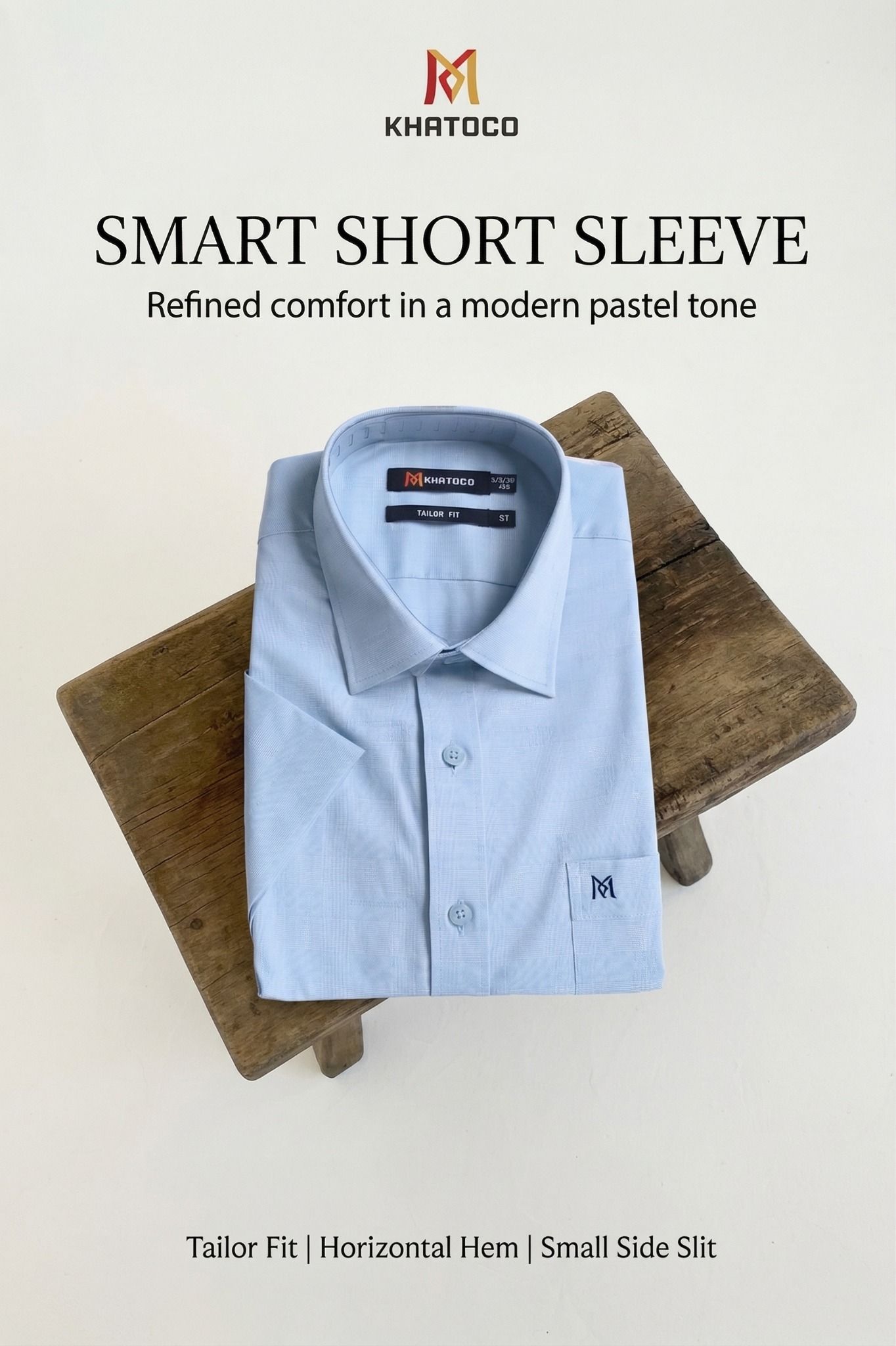  Áo sơ mi tay ngắn Khatoco sale 330k, giá tem 468k  (Size S,XL) 