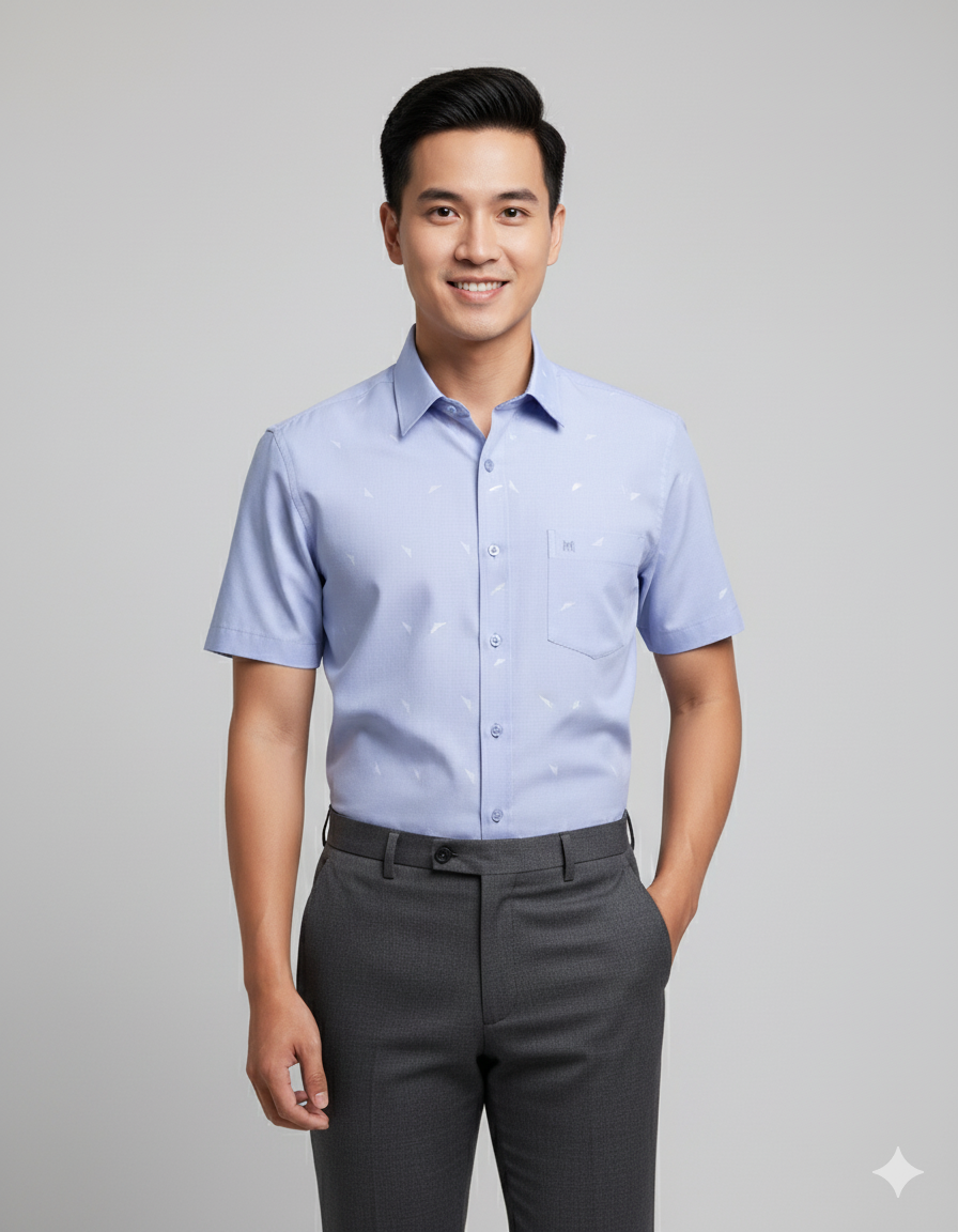  Áo sơ mi tay ngắn lai ngang  Khatoco 