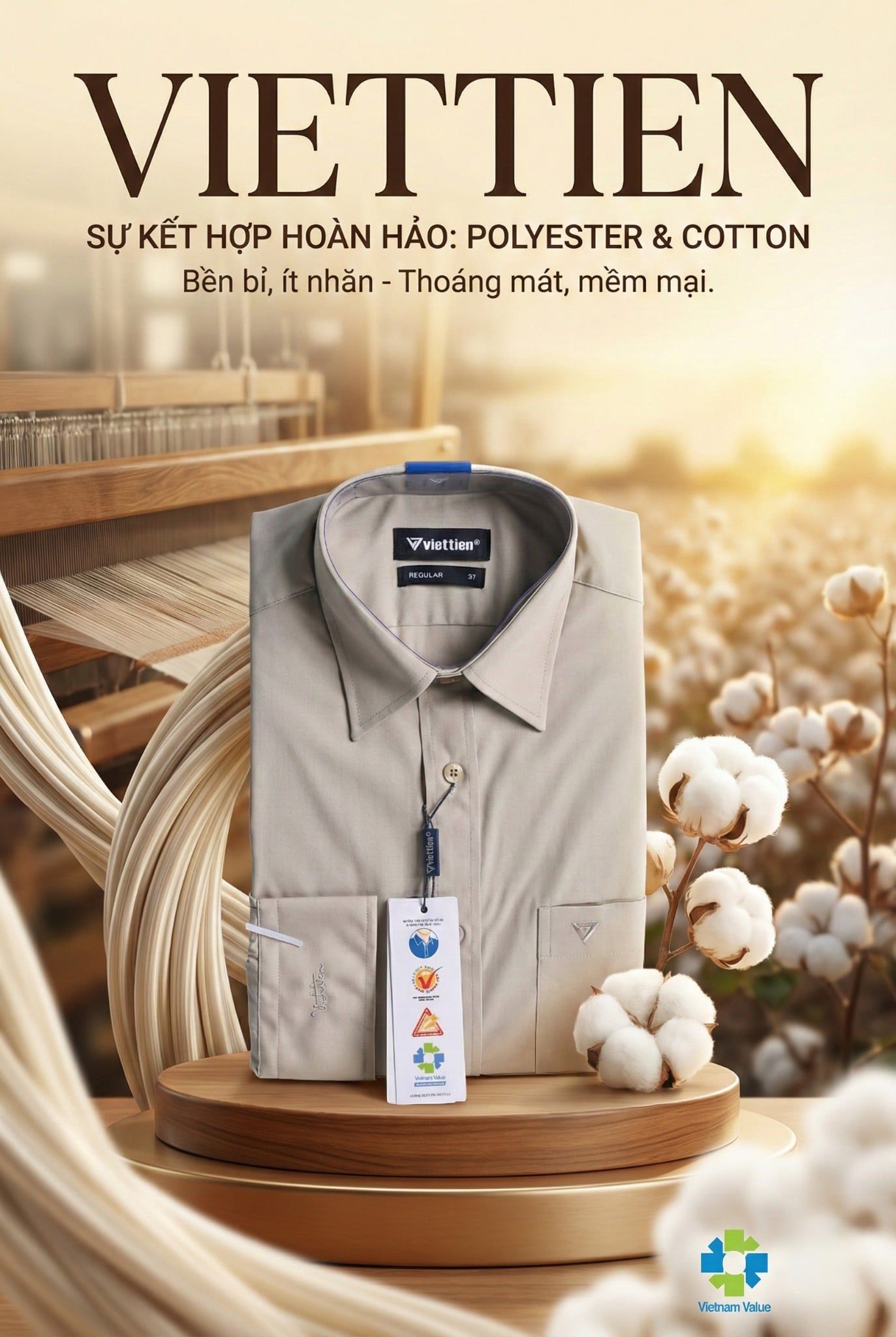  Áo sơ mi Việt Tiến tay dài 