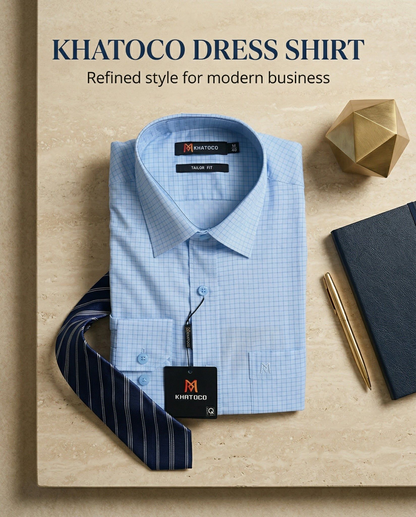  Áo sơ mi nam tay dài Khatoco (M-2XL) 