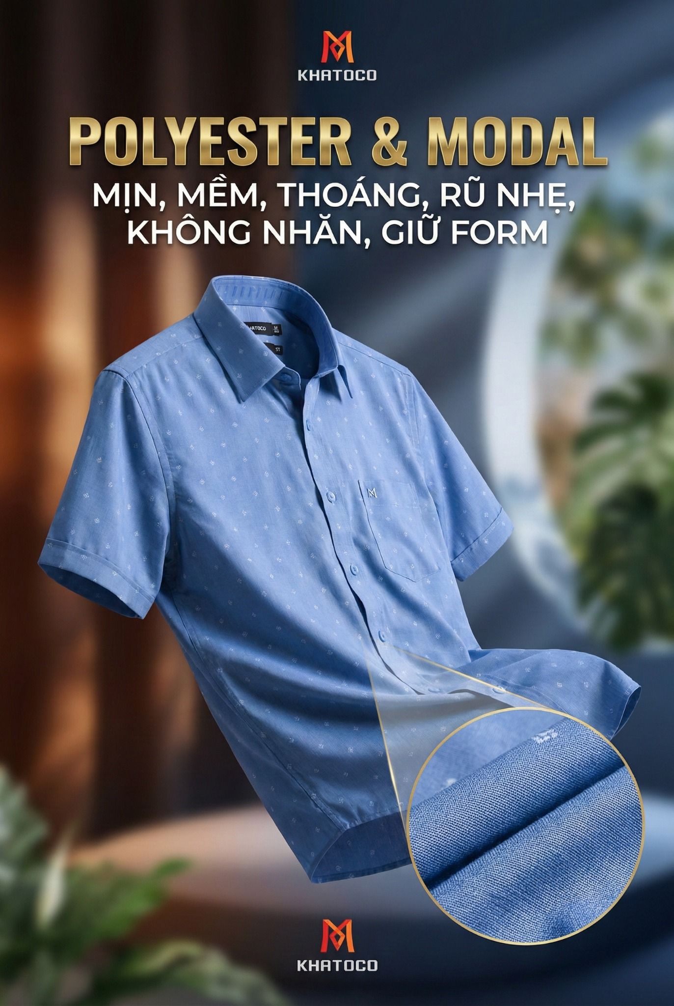  Áo sơ mi tay ngắn Khatoco (M-3XL) 