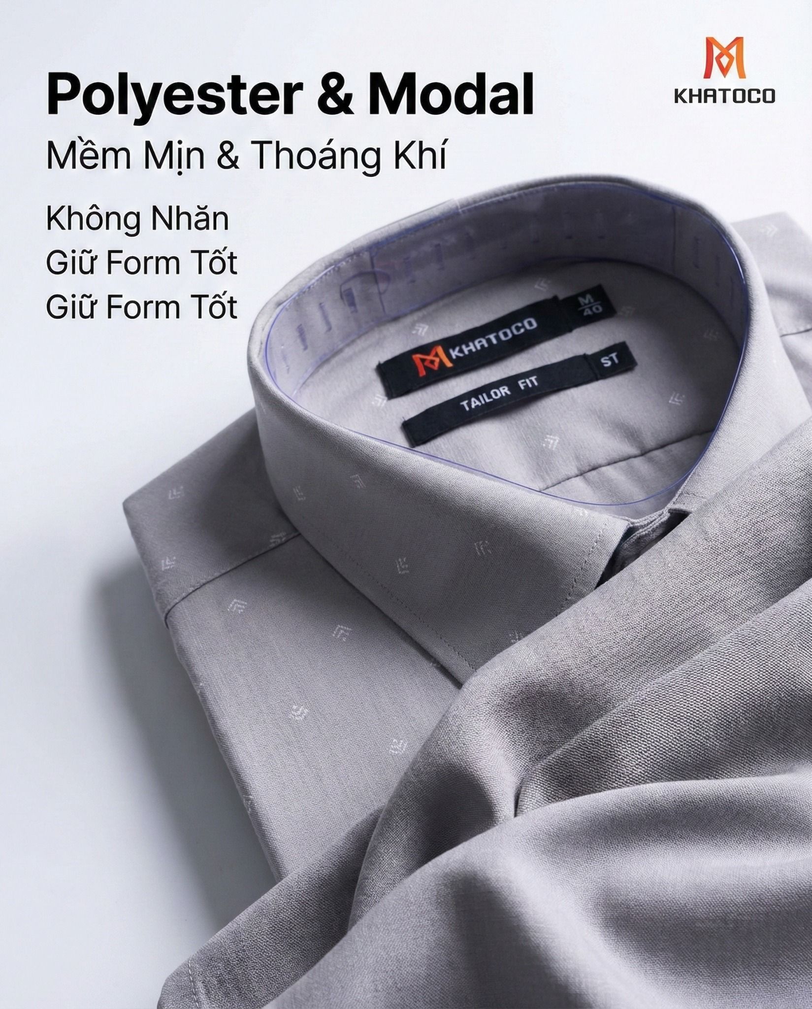  Áo sơ mi tay ngắn Khatoco (M-3XL) 