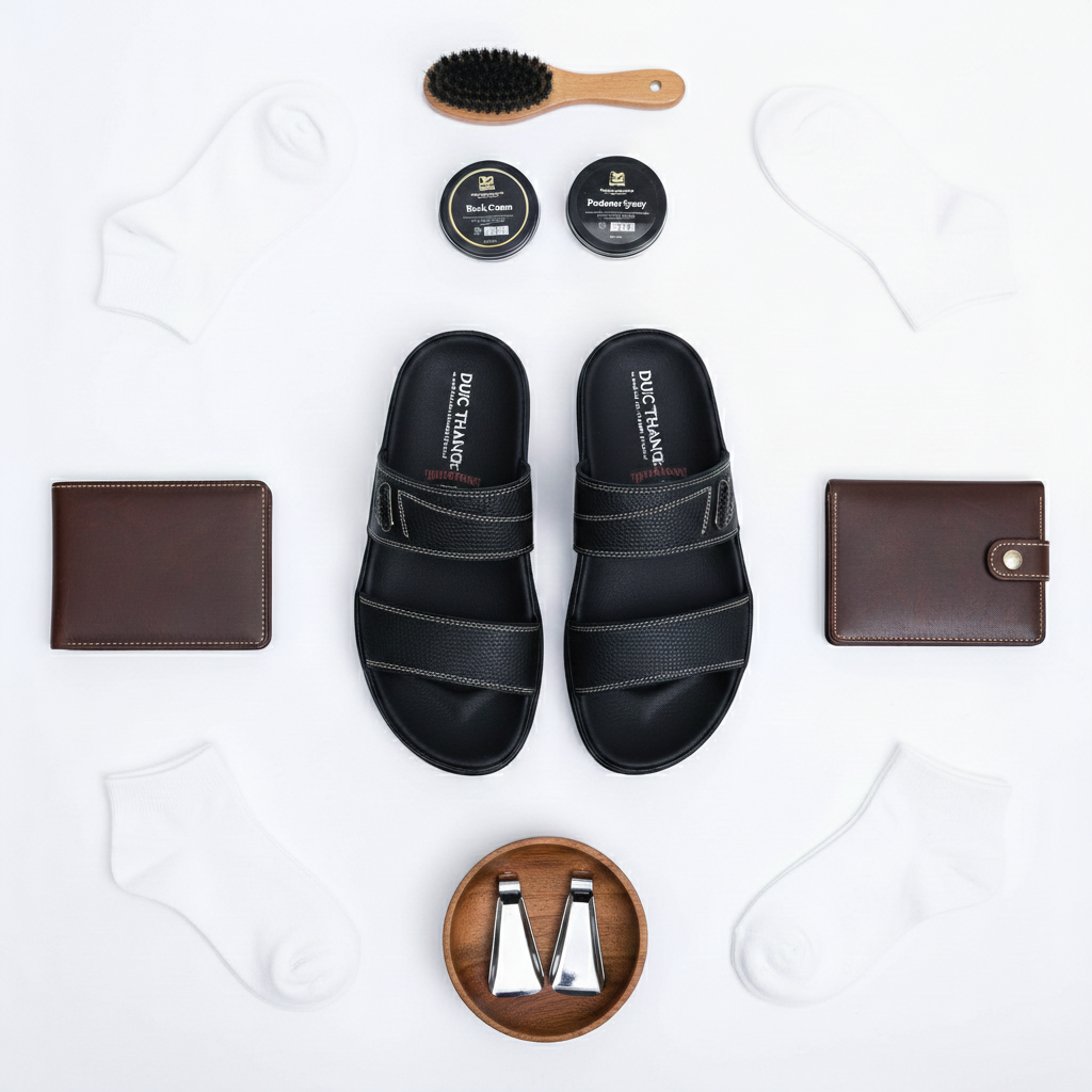  Dép da  quai ngang nam (39-43) 