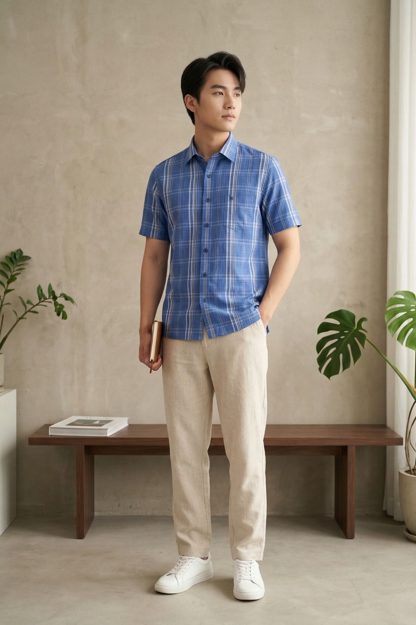  Áo sơ mi tay ngắn Khatoco Sale 350k (  giá tem 438k) size S 