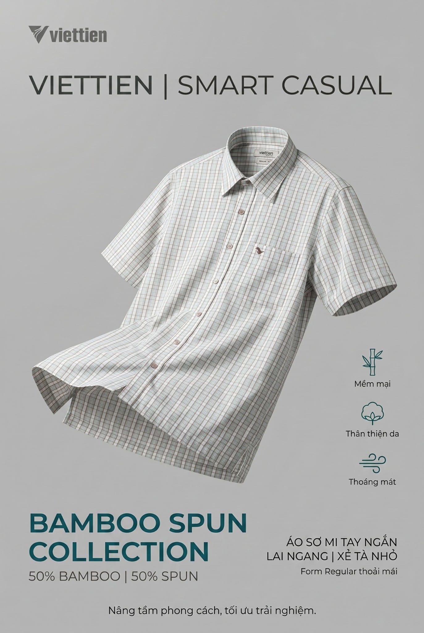  Áo sơ mi tay ngắn Việt Tiến (M-XL) 