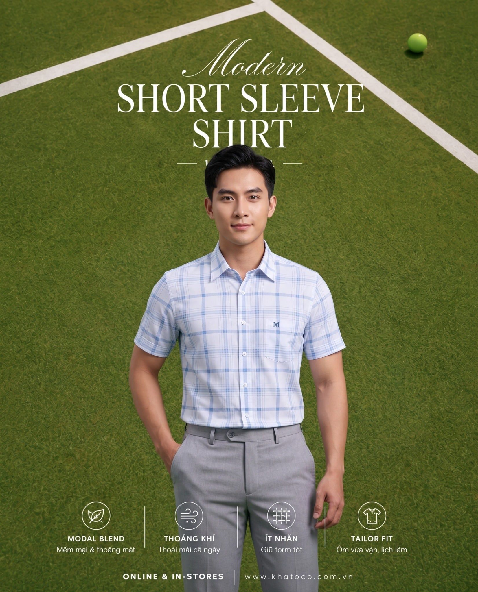  Áo sơ mi Khatoco tay ngắn (M-3XL) 