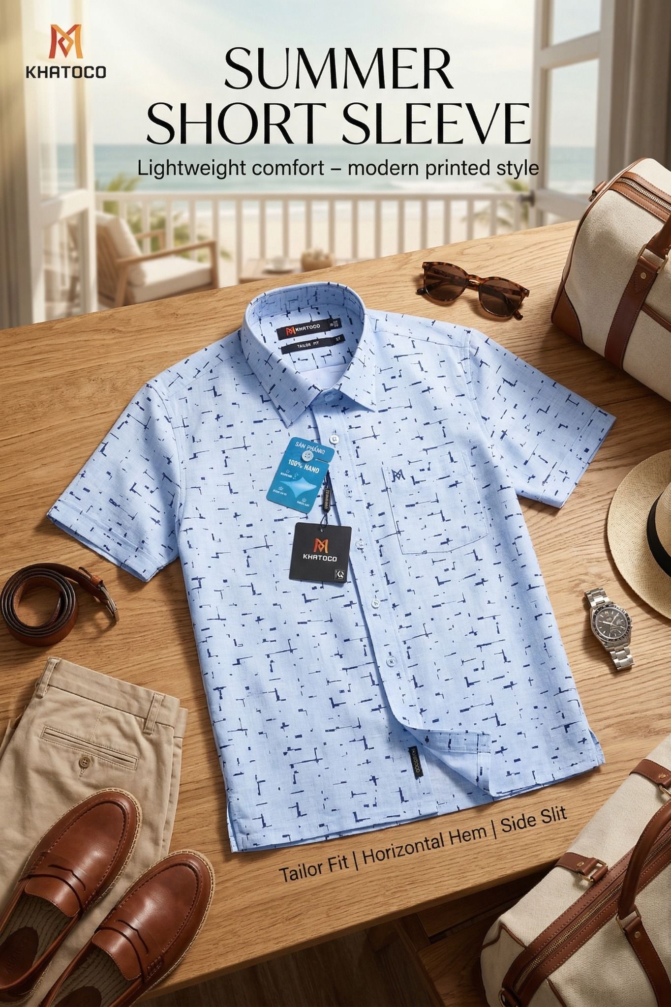  Áo sơ mi tay ngắn Khatoco Sale 430k ( giá tem 538k) (size S) 