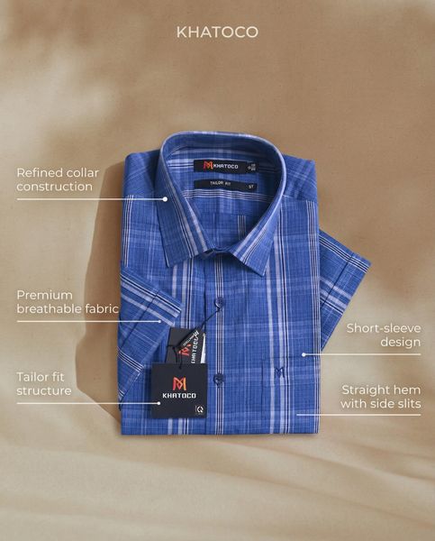  Áo sơ mi tay ngắn Khatoco Sale 350k (  giá tem 438k) size S 