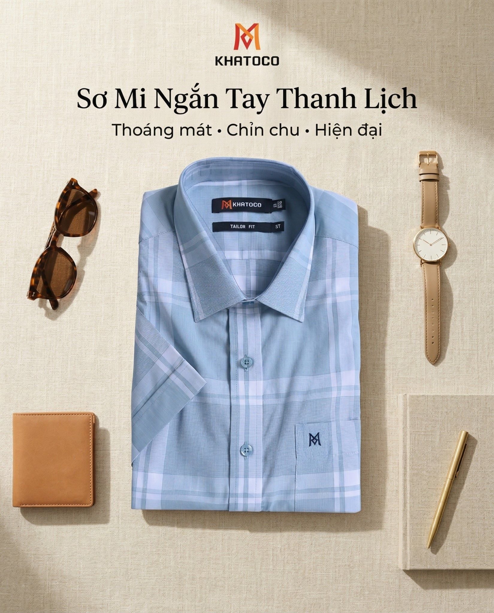  Áo sơ mi tay ngắn Khatoco Sale 350k ( giá tem 438k) (Size S) 