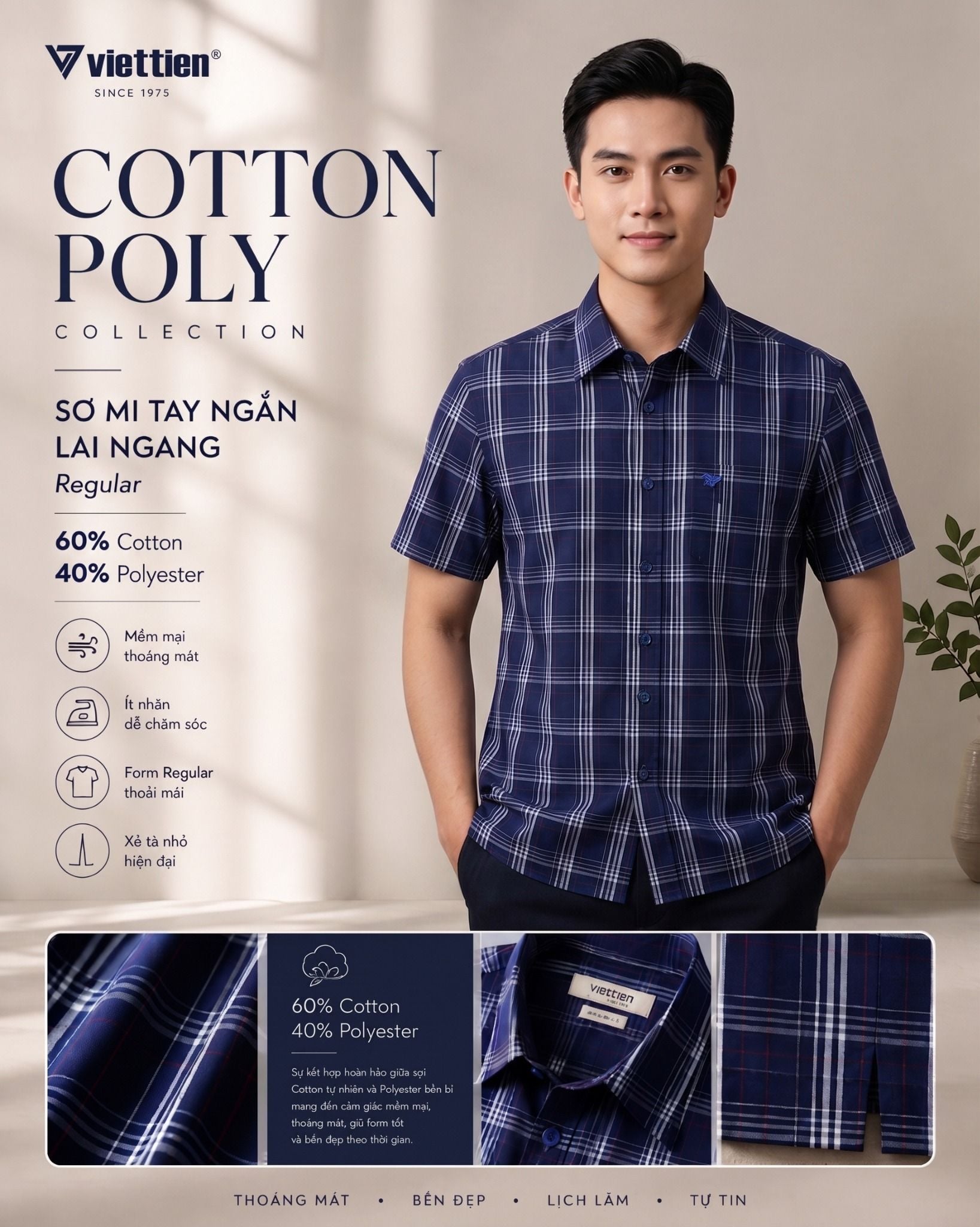  Áo sơ mi tay ngắn Việt Tiến (M-XL) 