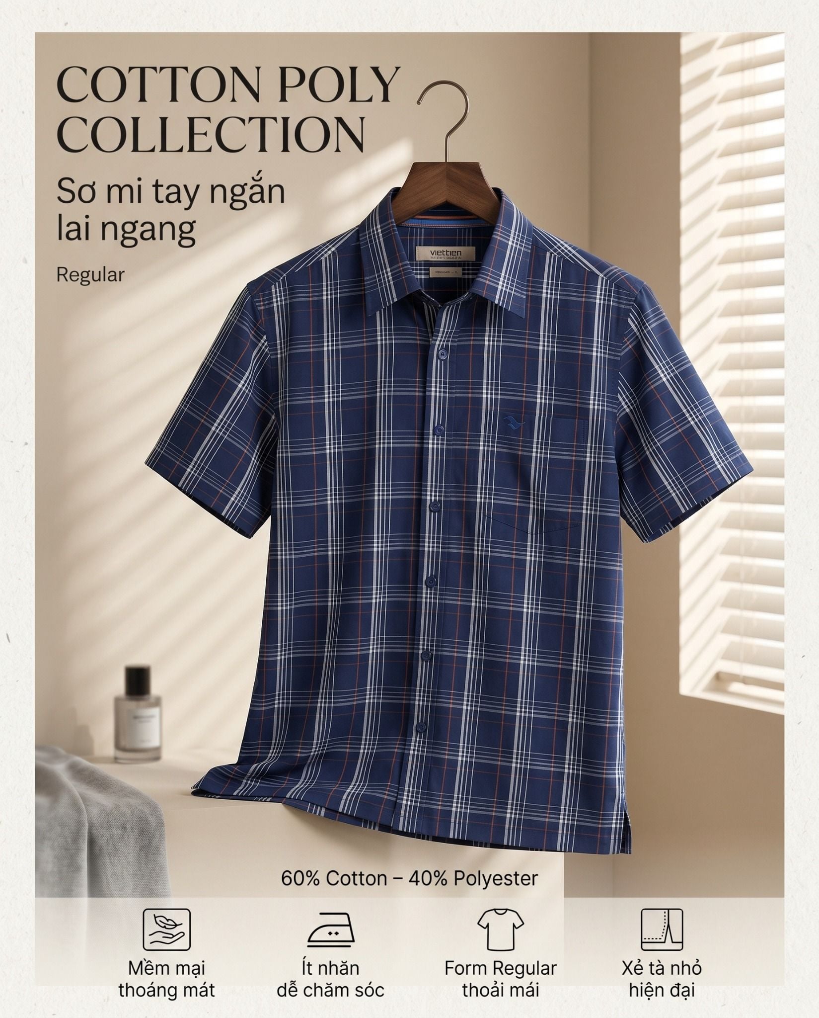  Áo sơ mi tay ngắn Việt Tiến (M-XL) 