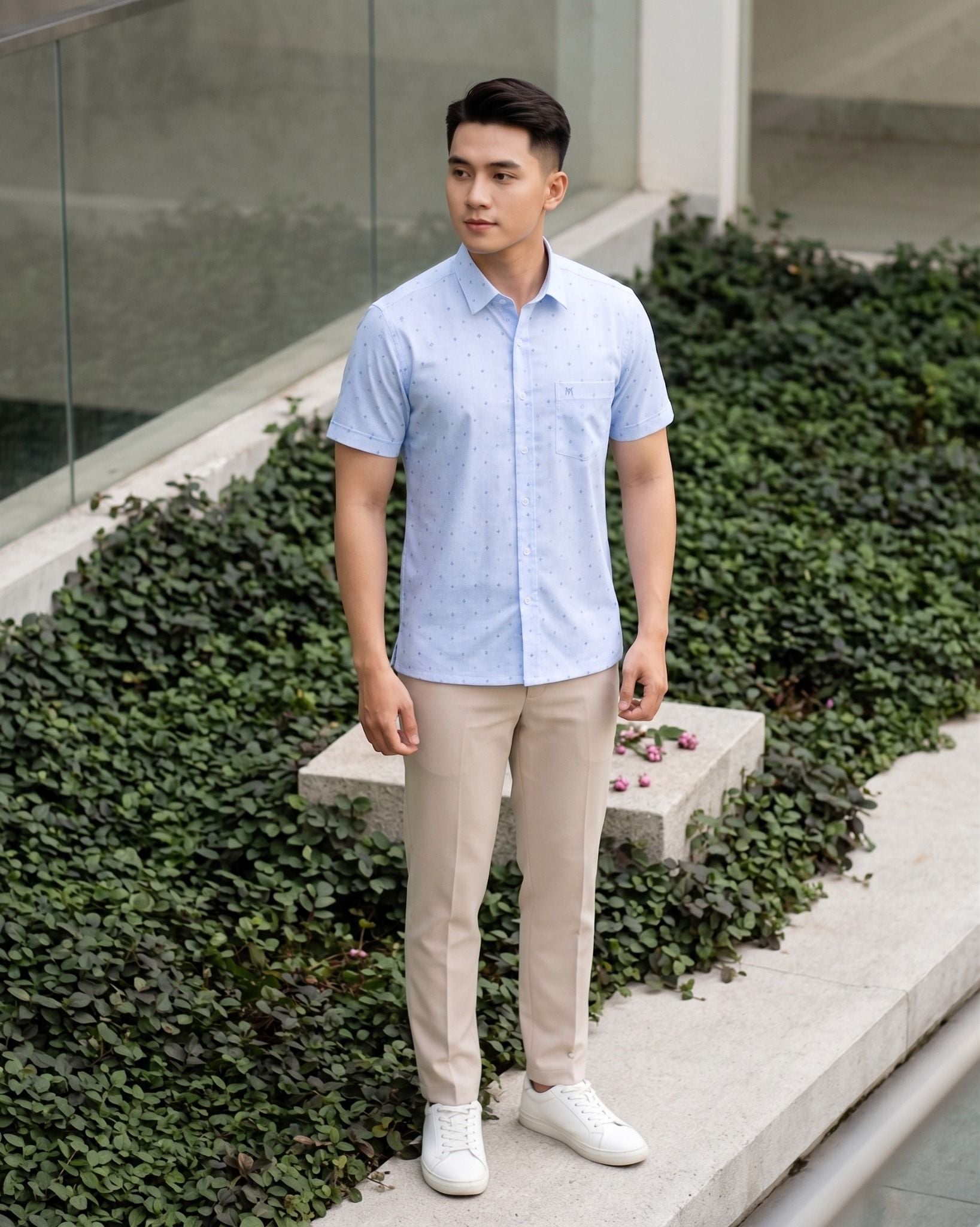  Áo sơ mi Khatoco tay ngắn (L,XL) 
