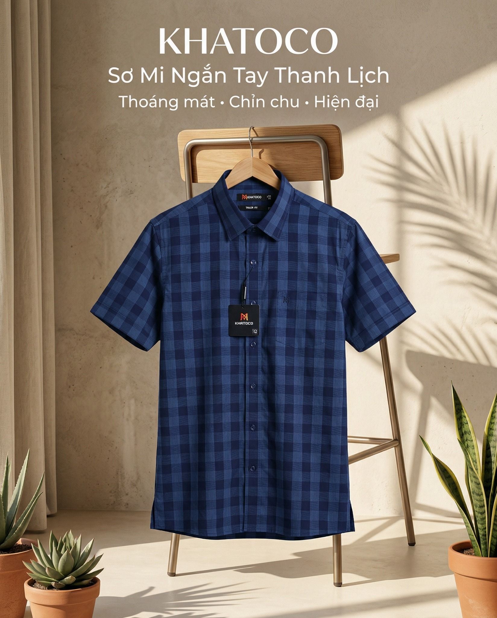  Áo sơ mi tay ngắn Khatoco Sale 350K ( giá tem 438k) 