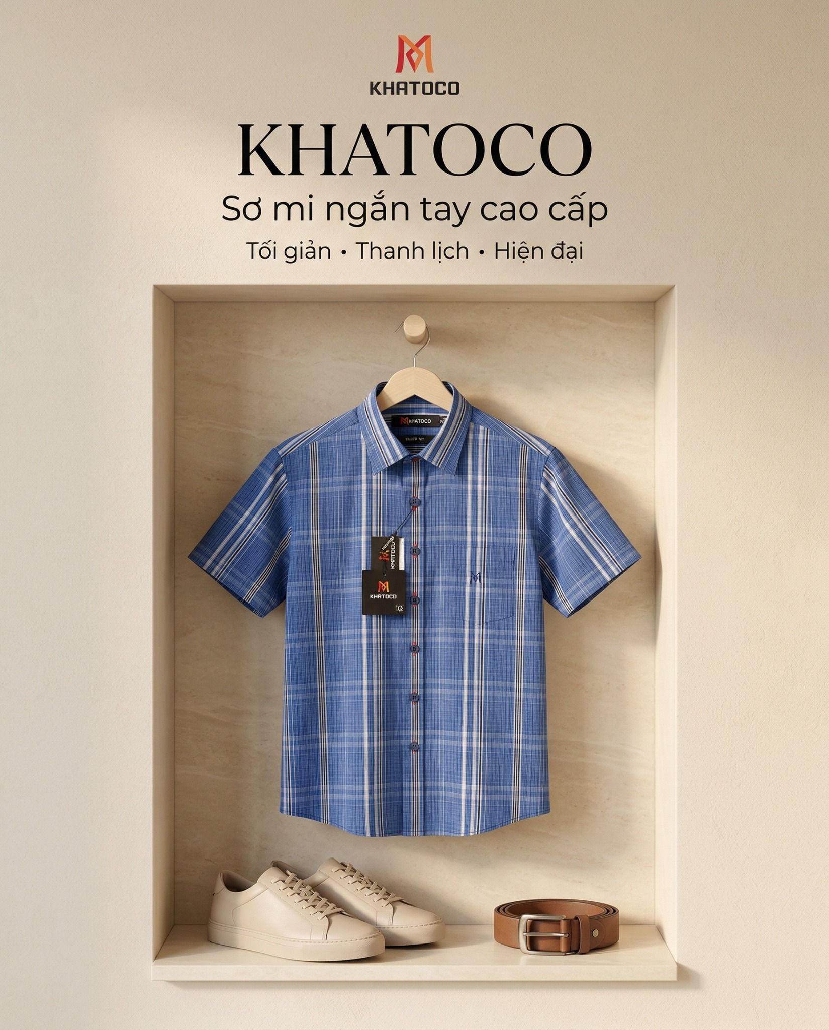  Áo sơ mi tay ngắn Khatoco Sale 350k (  giá tem 438k) size S 