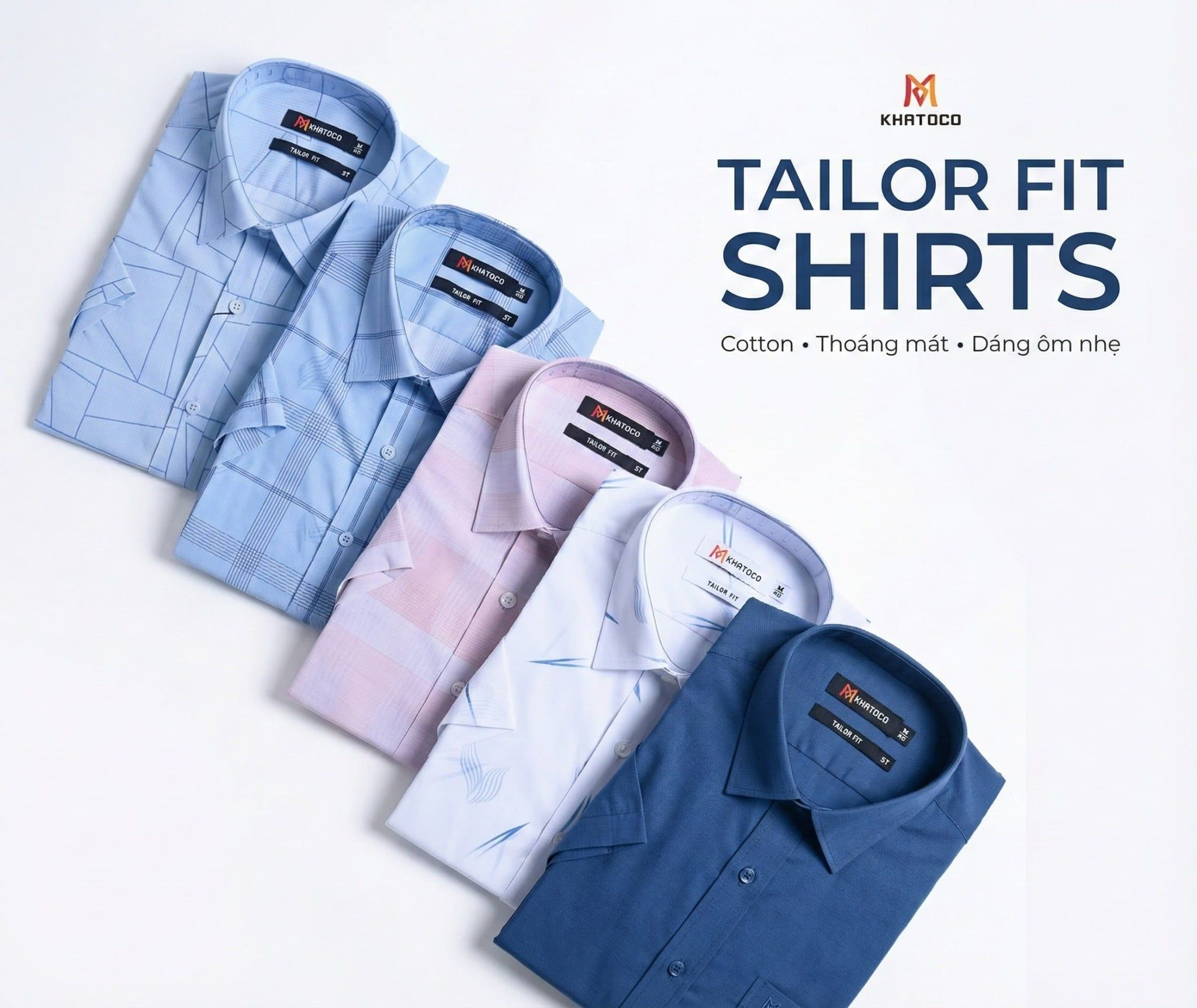  Áo sơ mi Khatoco tay ngắn (M-2XL) 