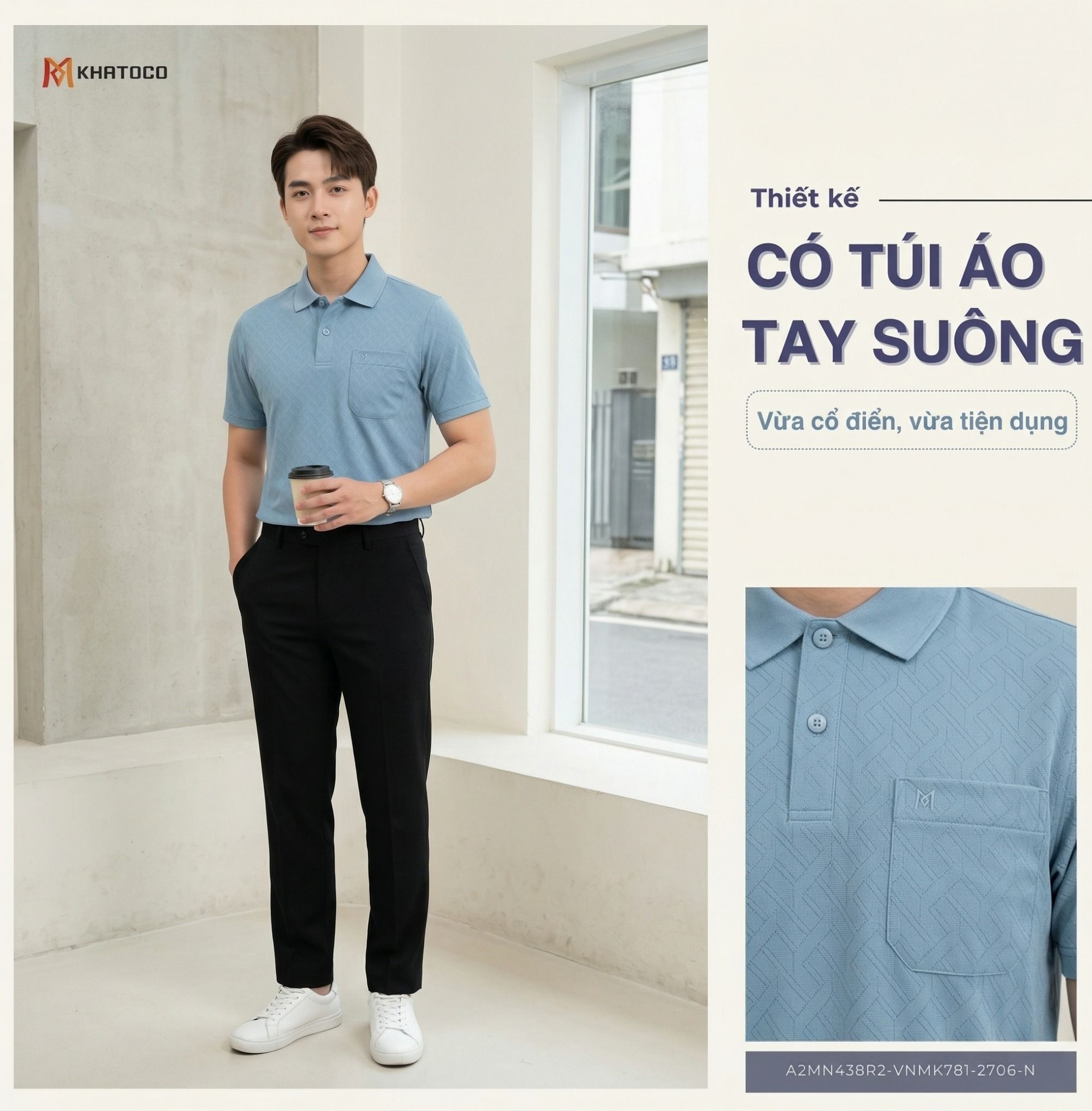  Áo thun nam Polo Khatoco sale off 30% (M-2XL) 