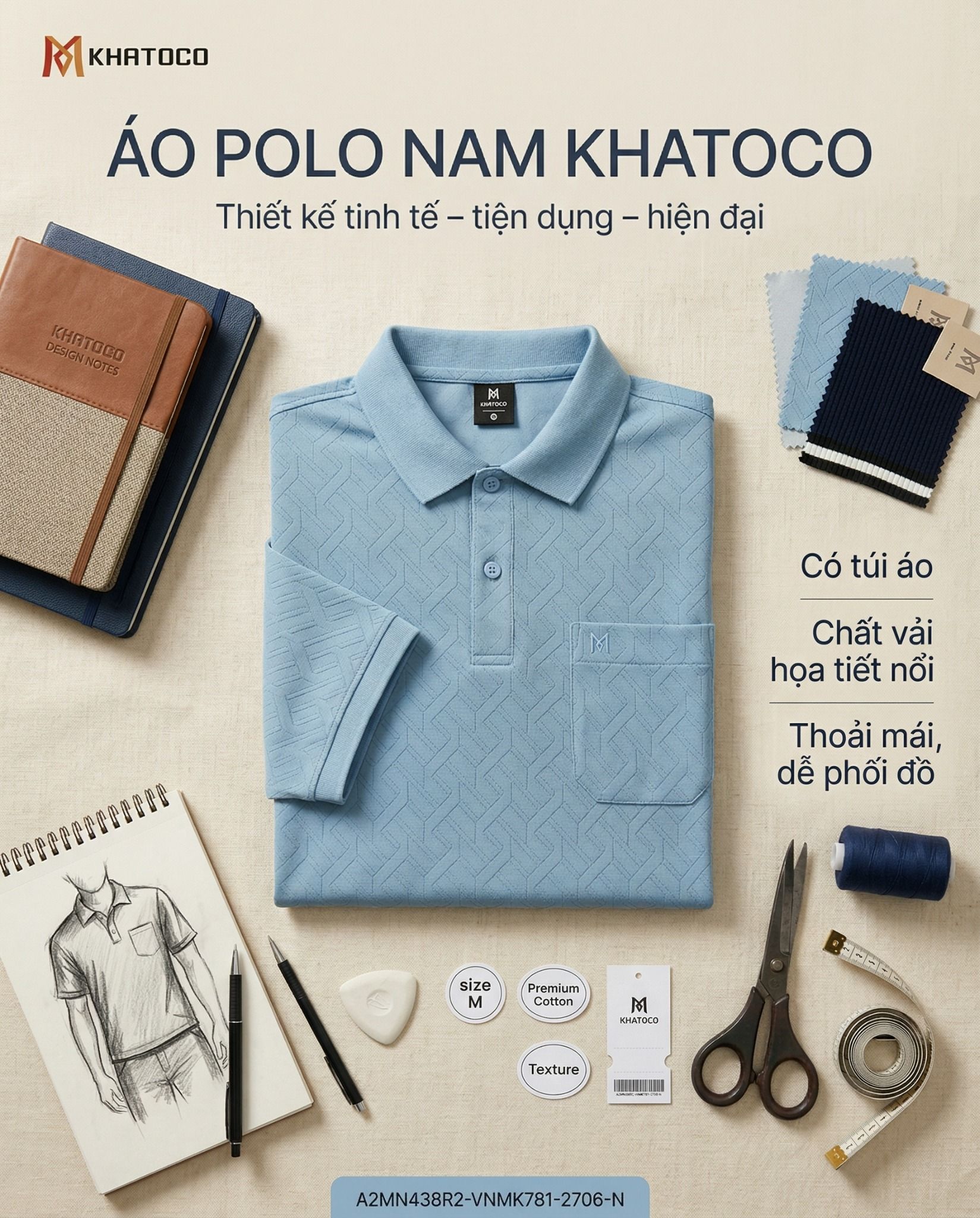  Áo thun nam Polo Khatoco sale off 30% (M-2XL) 