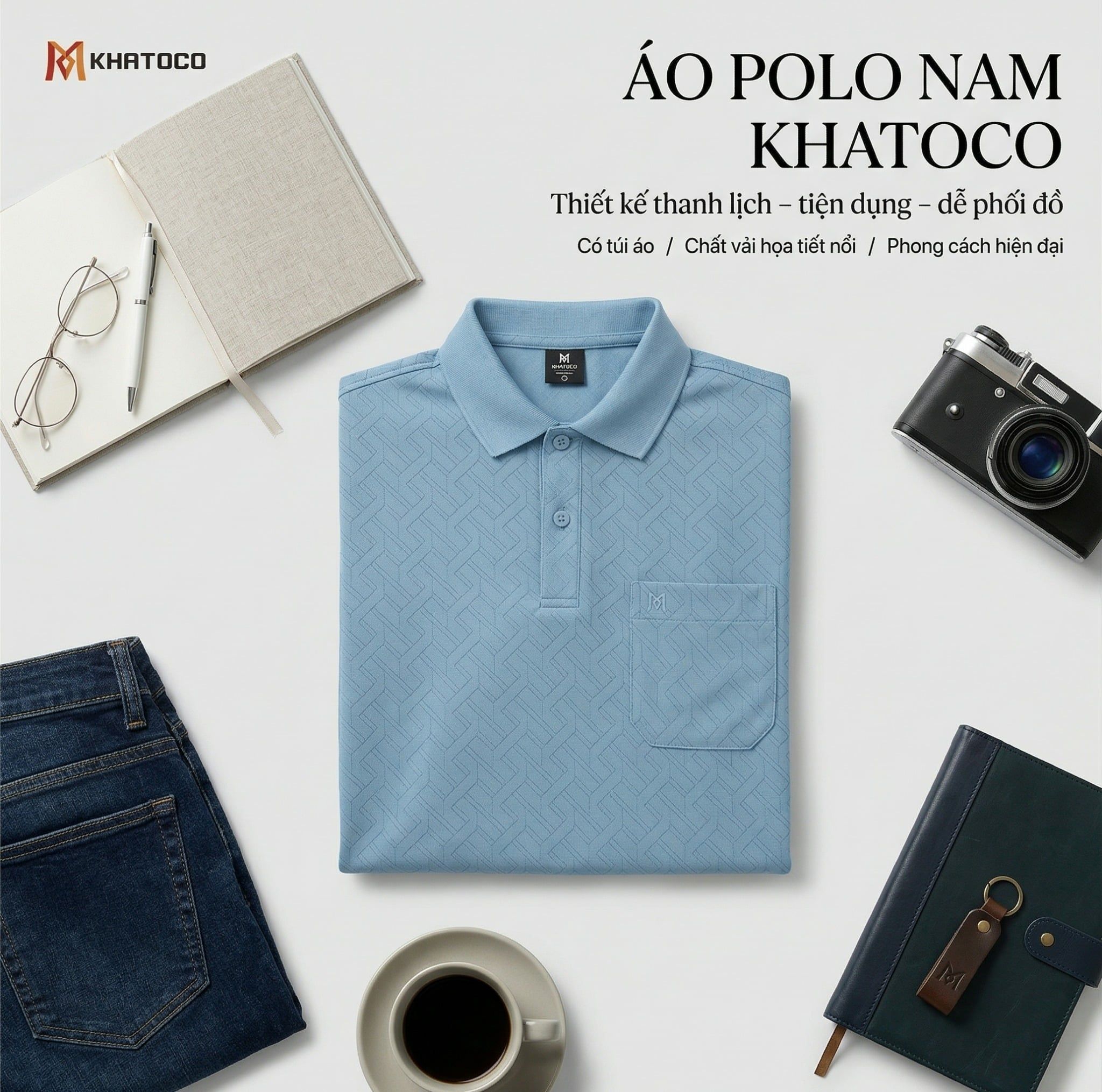  Áo thun nam Polo Khatoco sale off 30% (M-2XL) 