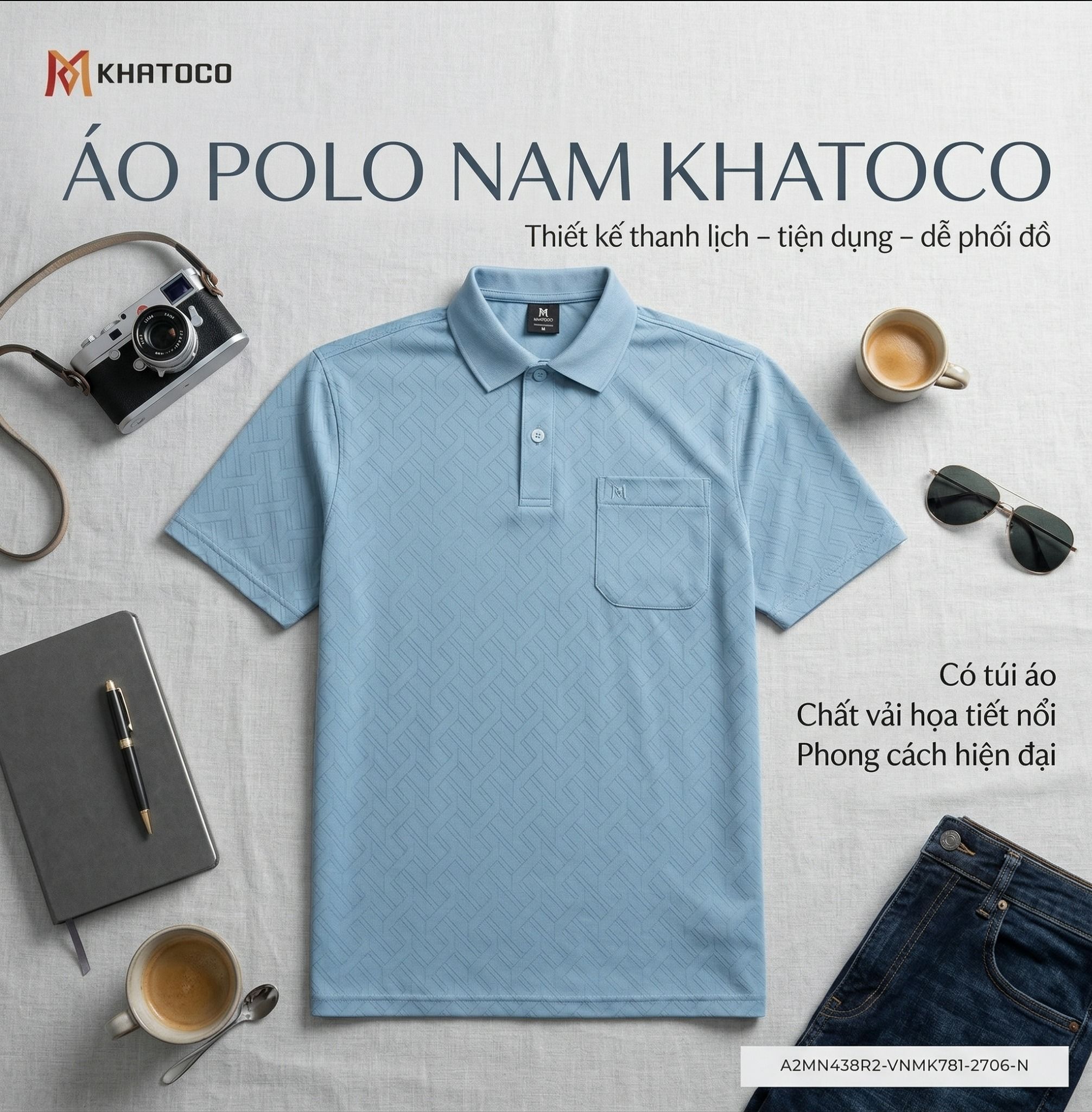  Áo thun nam Polo Khatoco sale off 30% (M-2XL) 