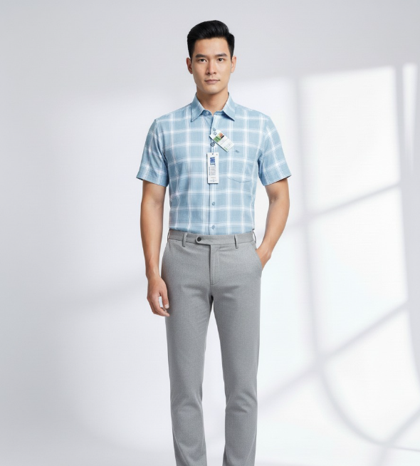  Áo so mi tay ngắn Việt Tiến 