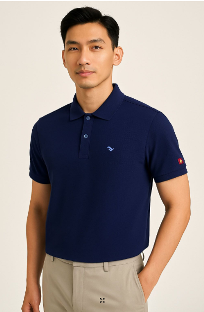  Áo thun có cổ Việt Tiến ( Xanh đen) 