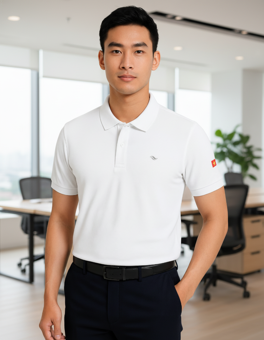  Áo thun Việt Tiến có cổ (Trắng) 