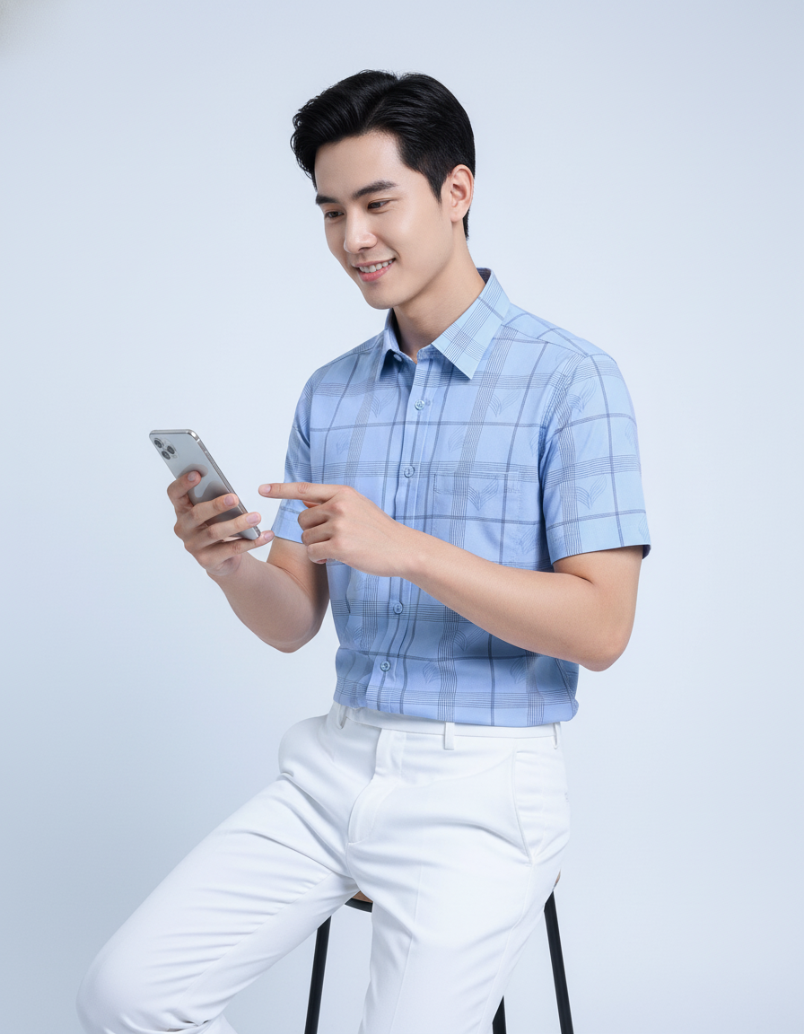  Áo sơ mi khatoco tay ngắn (M-2XL) 