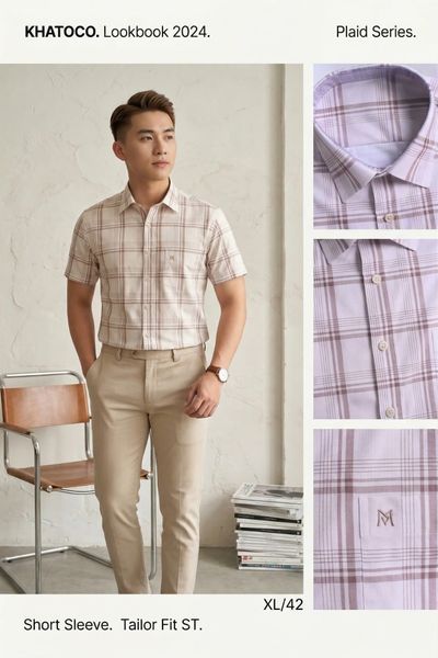  Áo sơ mi tay ngắn Khatoco (M-3XL) 